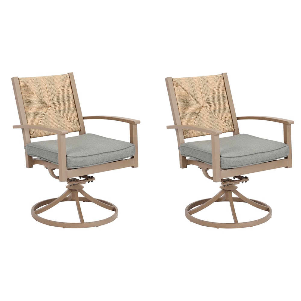 allen + roth Thomas Lake Set of 2 Gray Steel Frame Swivel Dining Chair with  Gray Cushioned Seat in the Patio Chairs department at