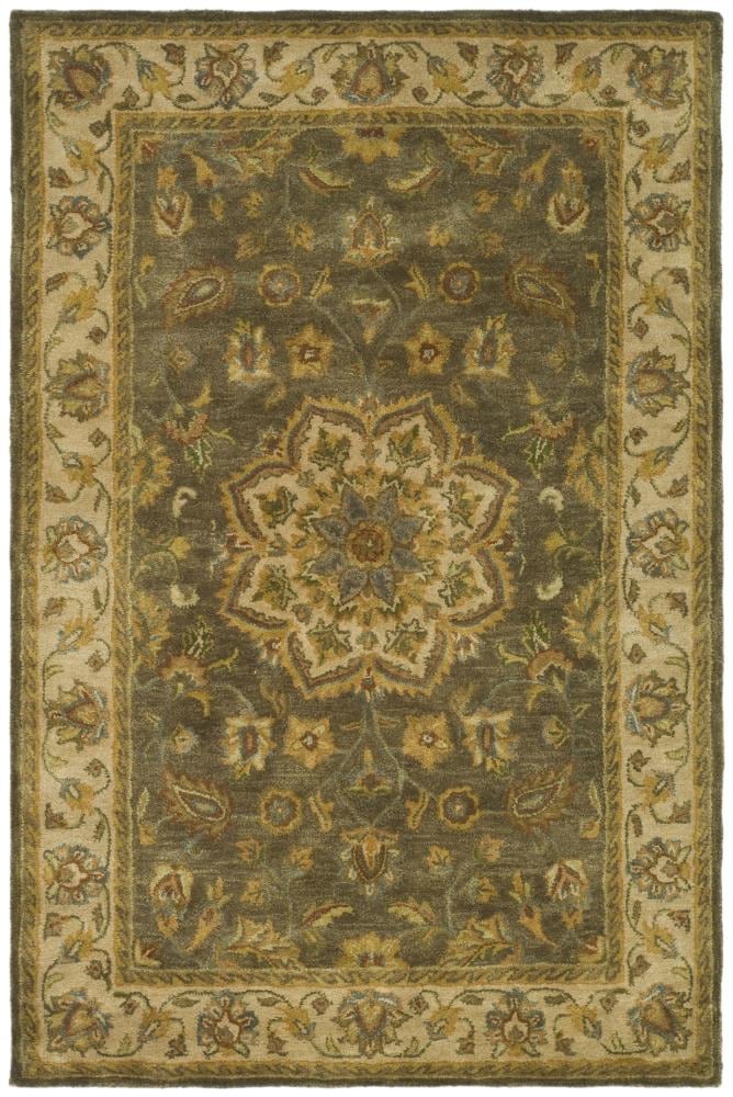 Safavieh Heritage Kalyan 4 x 4 Green/Taupe Round Indoor Floral/Botanical Oriental Handcrafted Area Rug