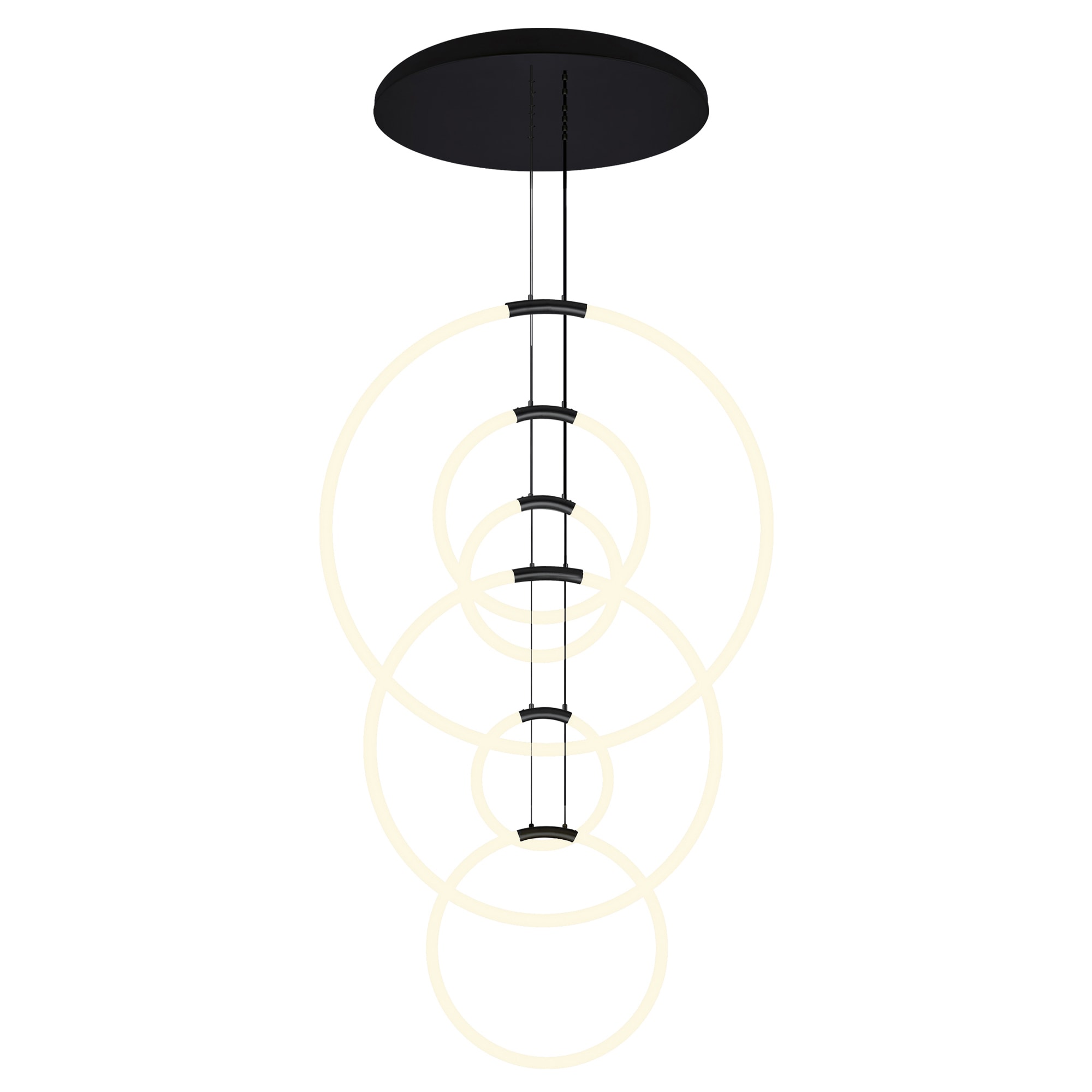 Black Metal 6-Light LED Chandelier with Hoops