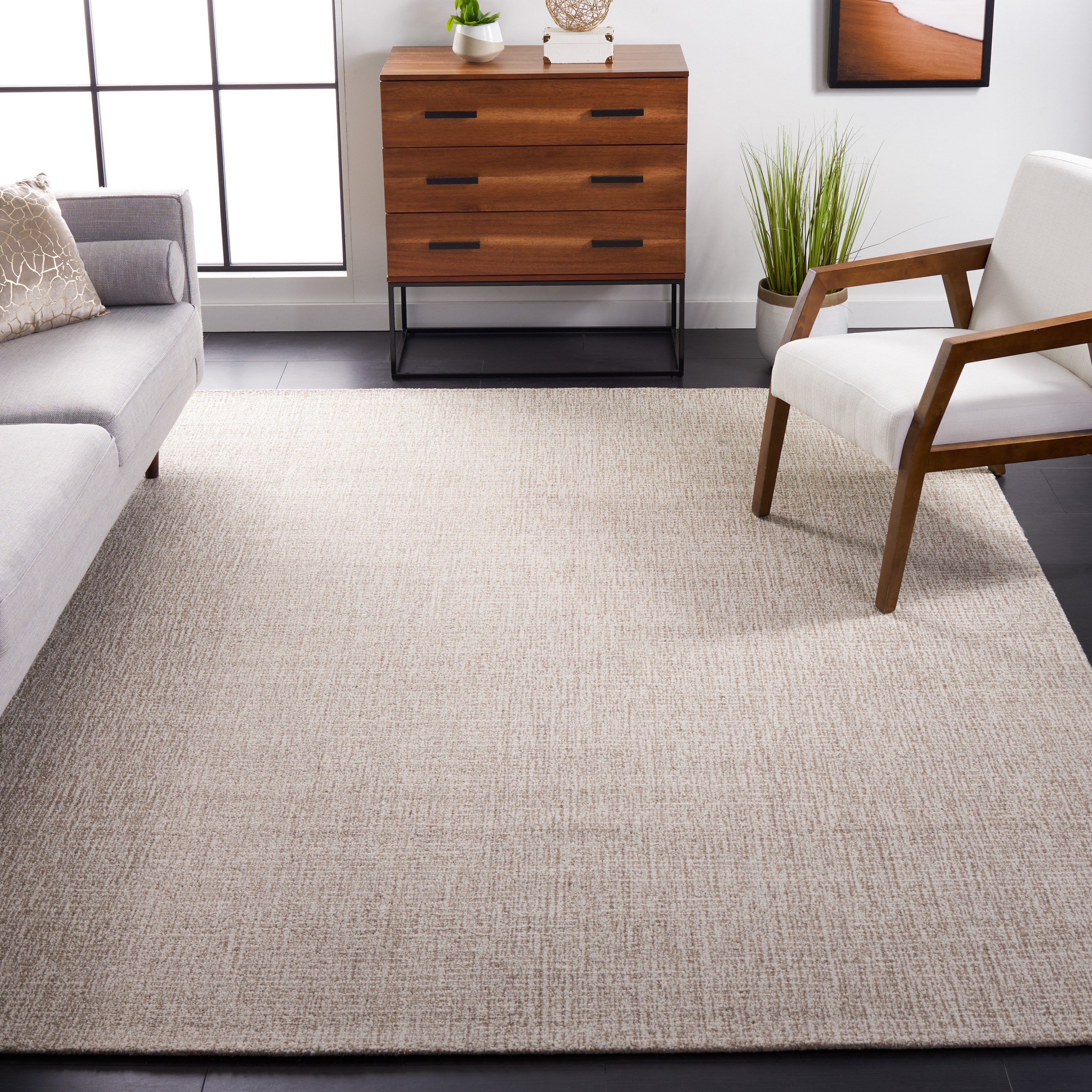 Safavieh ABT468G-9 Abstract Lottie 9 x 12 (ft) Tufted Wool Ivory/Gray Rectangular Indoor Abstract Bohemian/Eclectic Area rug