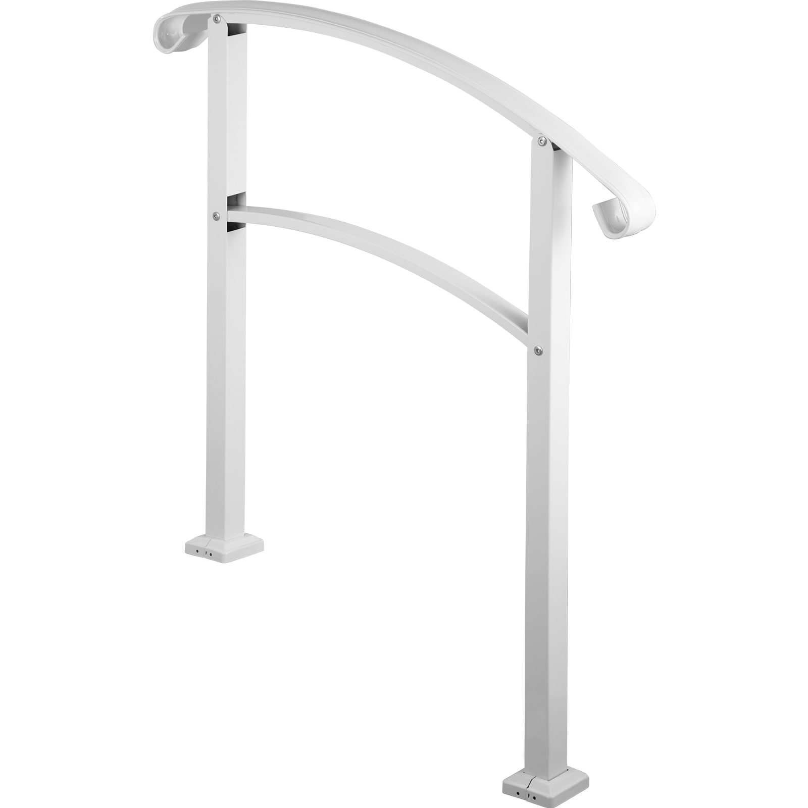 VEVOR SCLTFS3BBSLG00036V0 3-Step Handrails for Outdoor Steps Fits 1 or 3 Steps Matte White Stair Rail Wrought Iron Handrail with Installation Kit Hand Rails for Outdoor Step