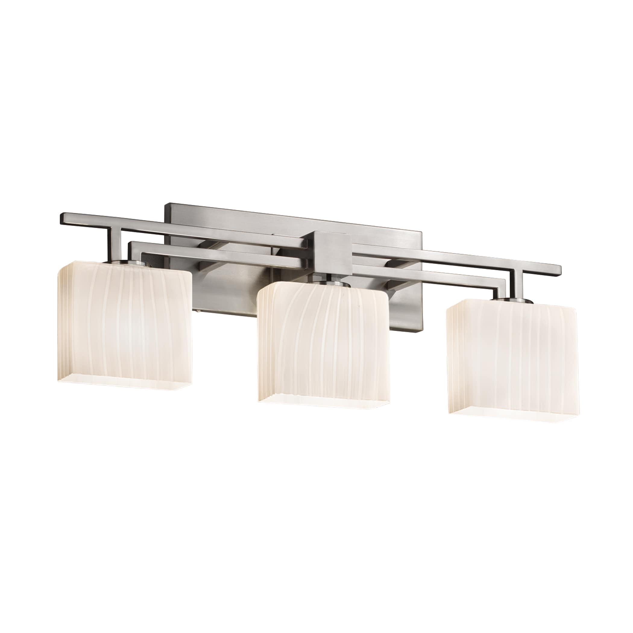Justice Design Group FSN-8703-55-RB-NC-LD Fusion 26-in 3-Light Brushed Nickel LED Glam Vanity Light