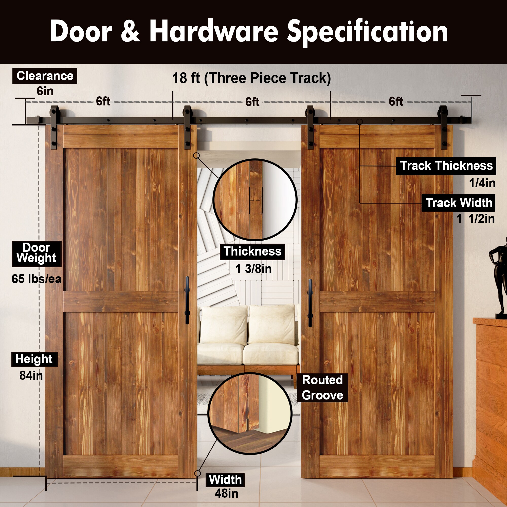 HOMACER YT2TGH216C-4884-H-EA Barn-Doors - View #7