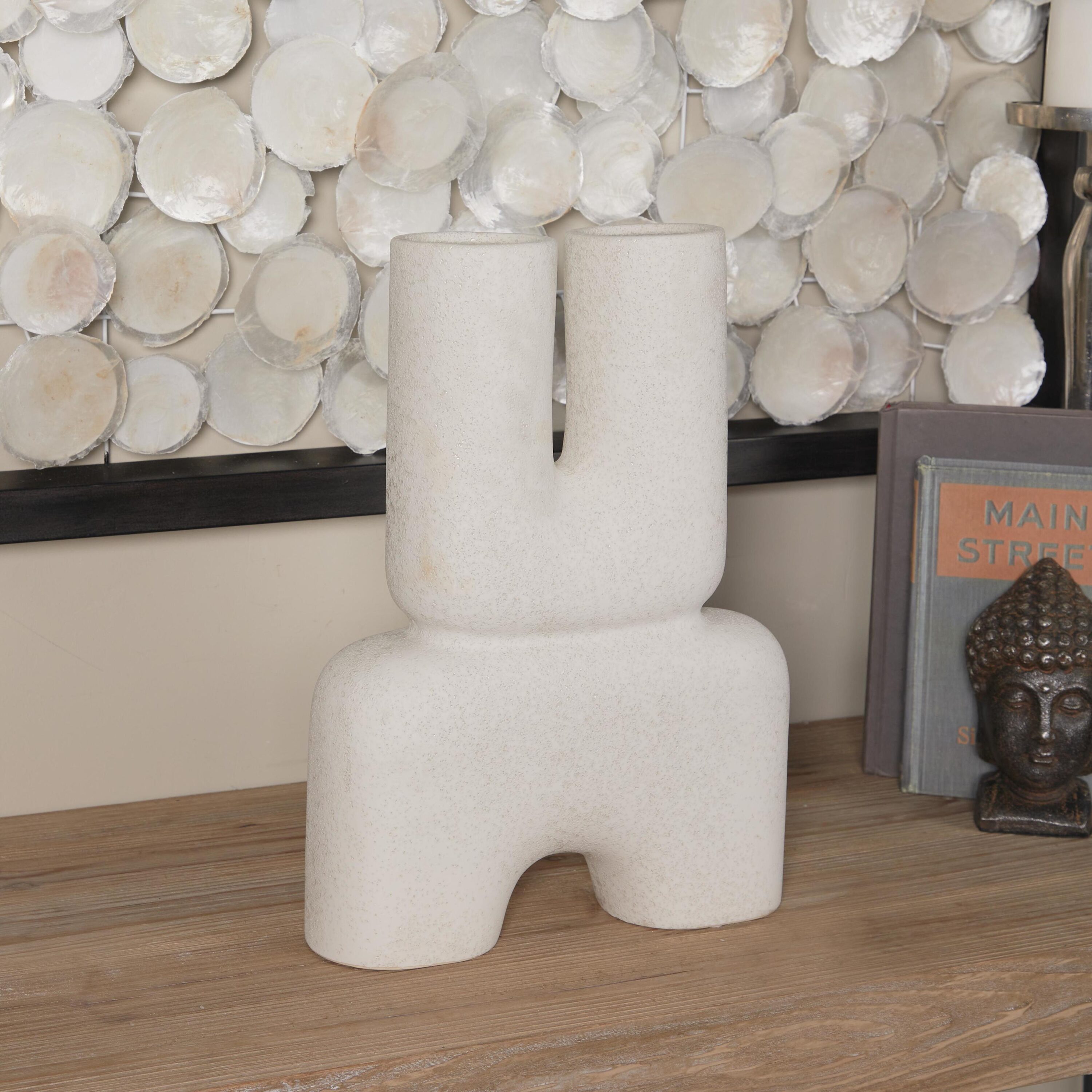 The Novogratz 820320 White Stone Modern Vase