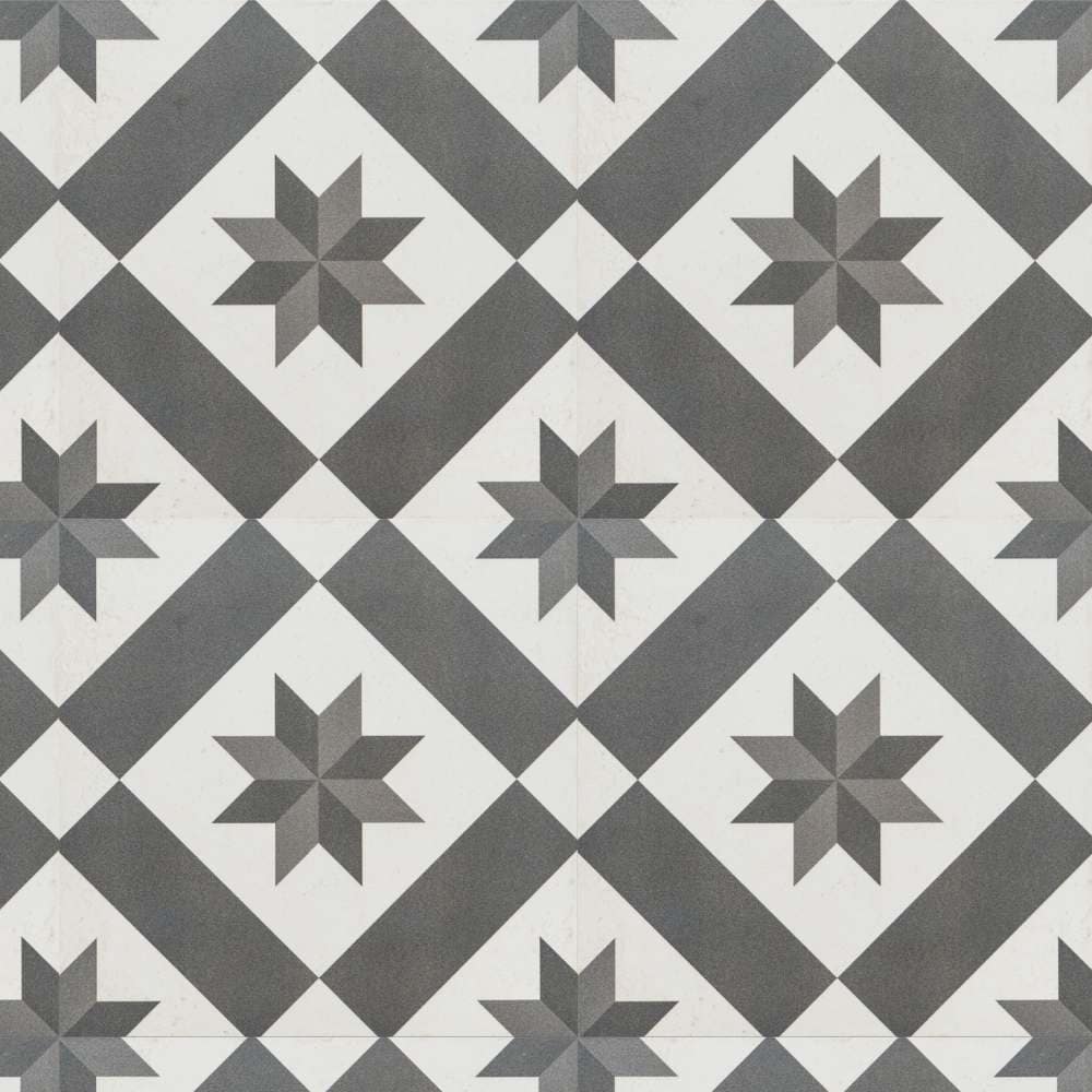 The Tile Life TCHEZ1010ST Astral Gray Star 10-in x 10-in Matte Porcelain Patterned Floor and Wall Tile (11-sq. ft/ Carton)