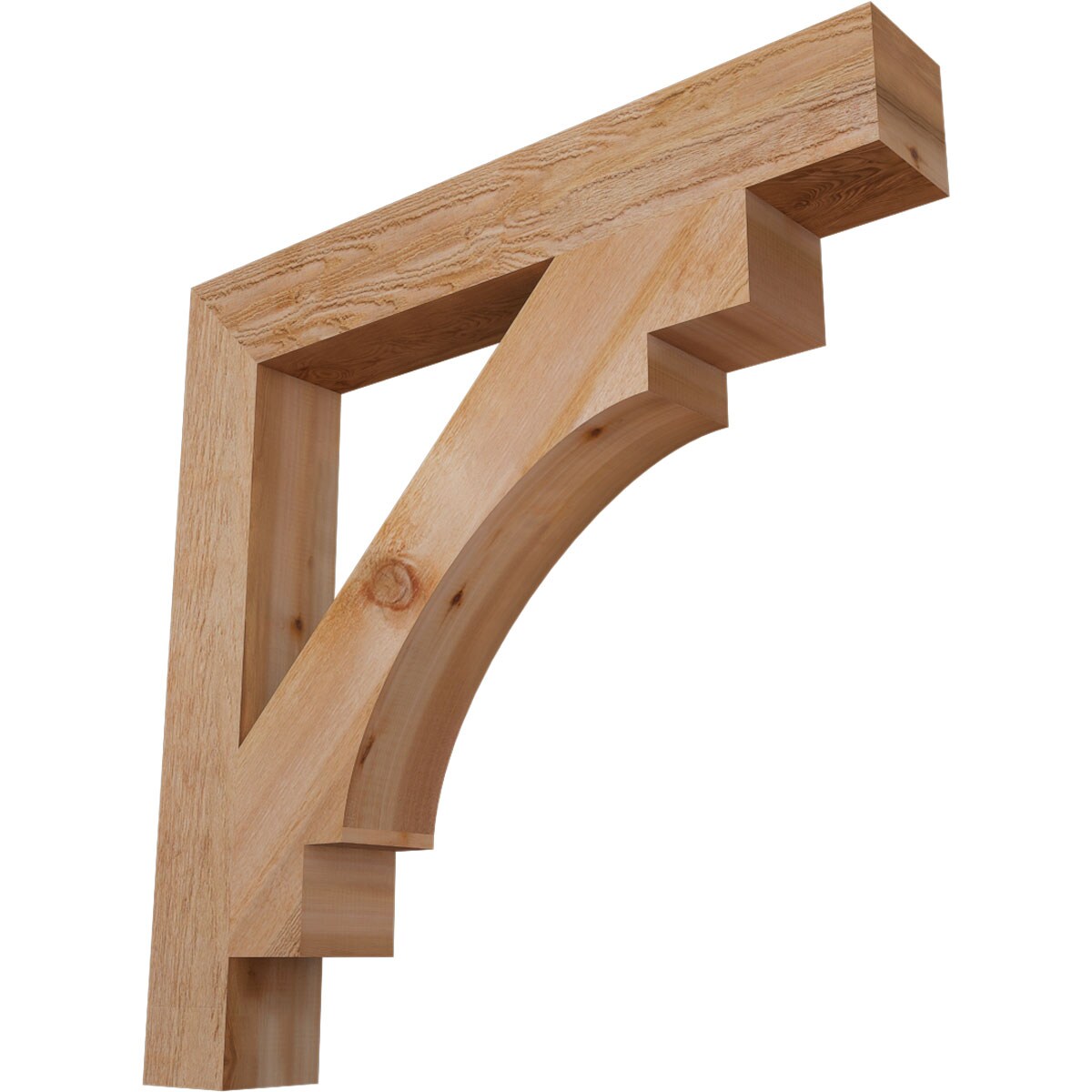 Ekena Millwork BKT06X42X42MRC05RWR Merced block rough sawn 6-in x 42-in x 42-in Western red cedar Brown Wood Standard bracket