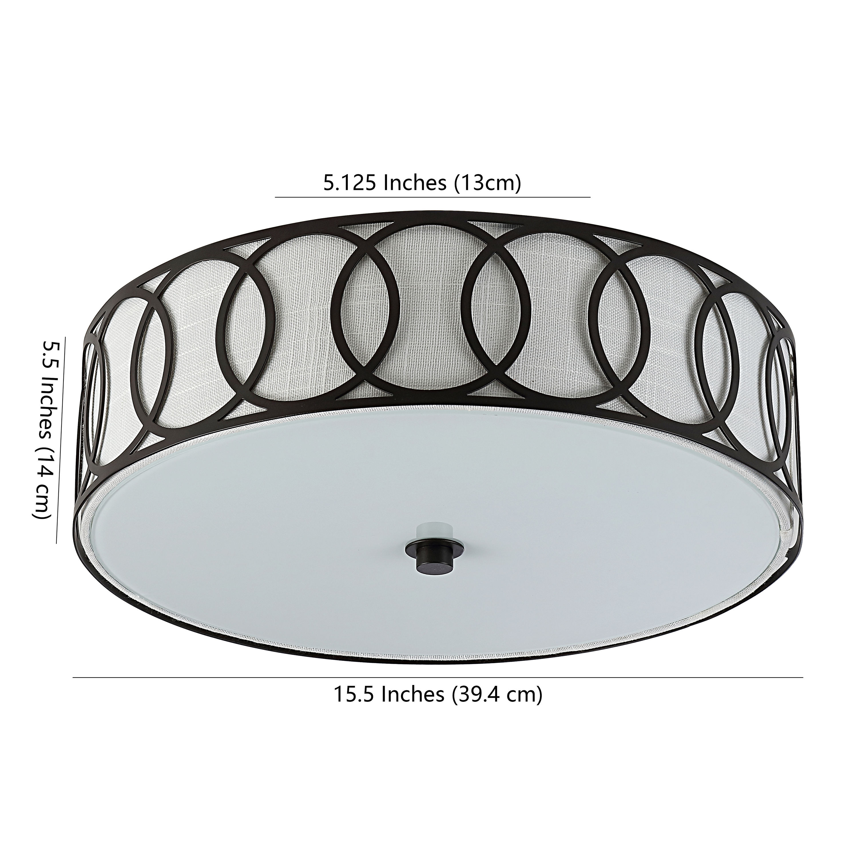 Aubrey Contemporary 15.5" LED Flush Mount in Oil Rubbed Bronze with Linen Shade
