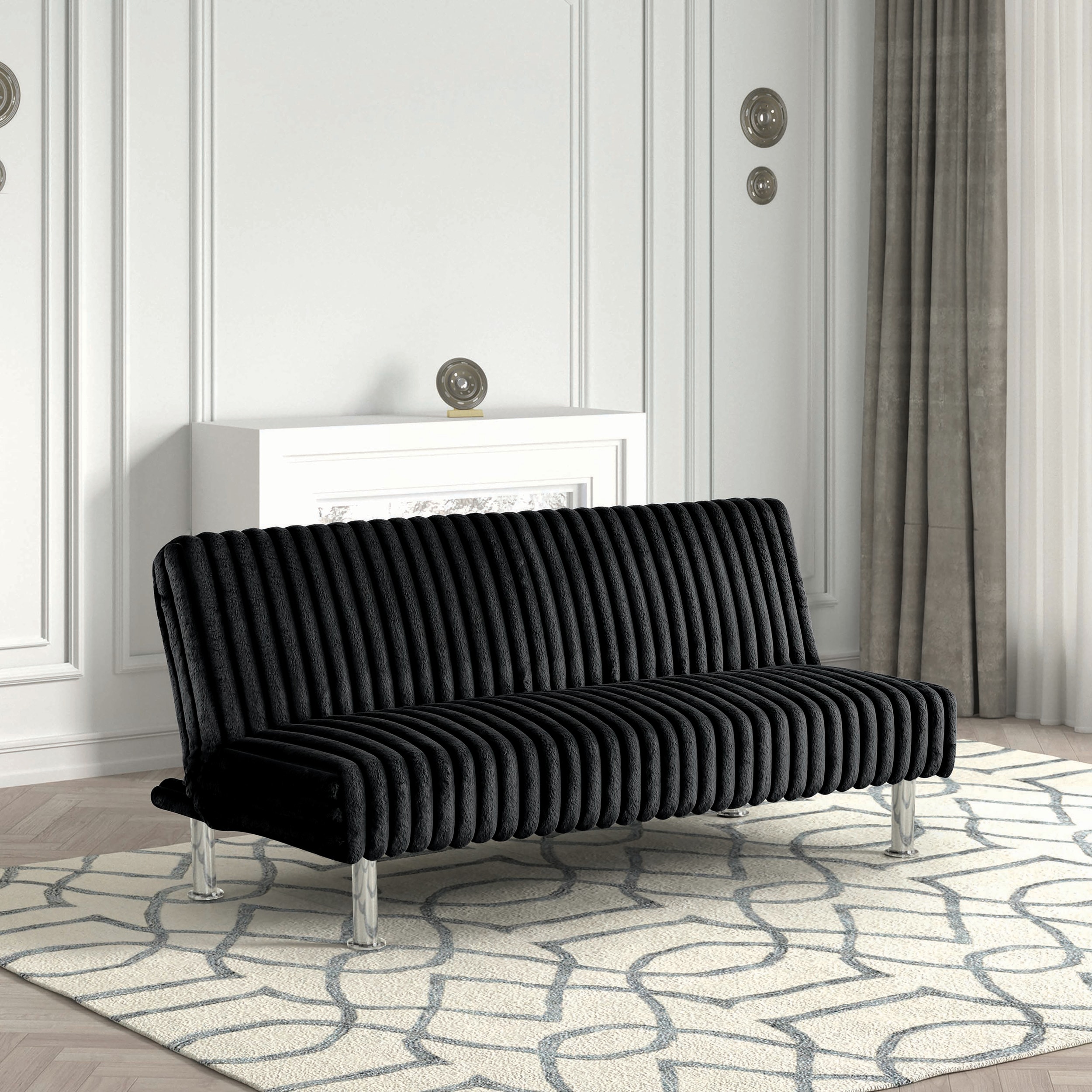 Furniture of America IDF-N2903BK Nalgen Black Contemporary/Modern Polyester Sofa bed