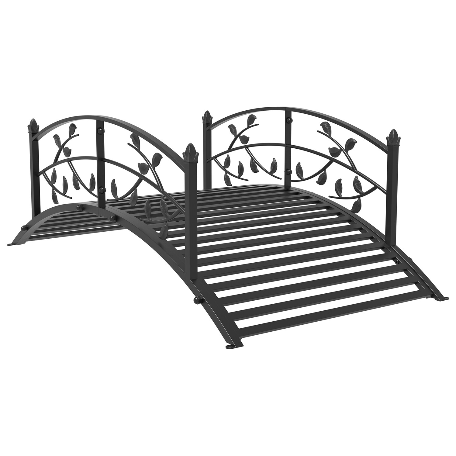 FUFU&GAGA Metal Garden Bridge, Arched, Stained Finish, 4 Feet, Black ...