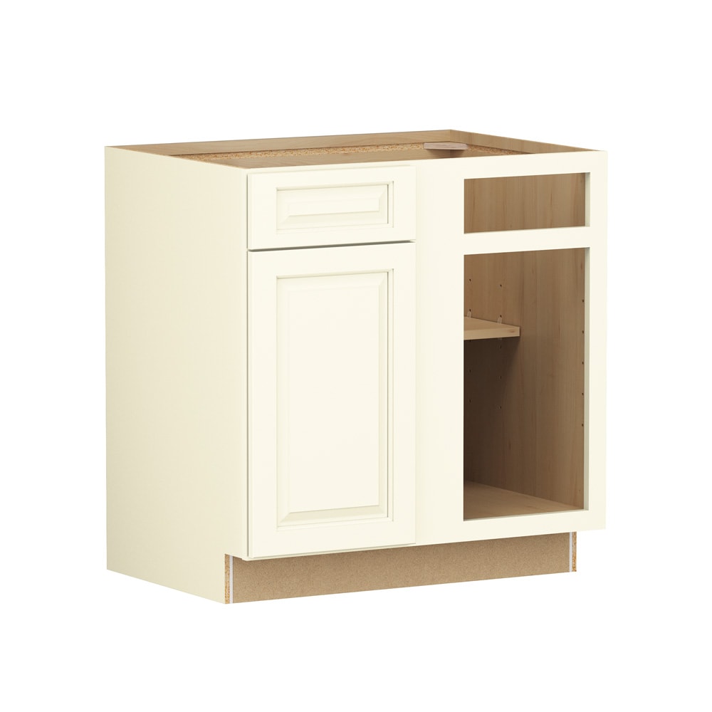 Shenandoah Stemson 39-in W x 34.5-in H x 24-in D Vanilla Painted Blind Corner Base Fully Assembled Cabinet Raised Panel Raised panel