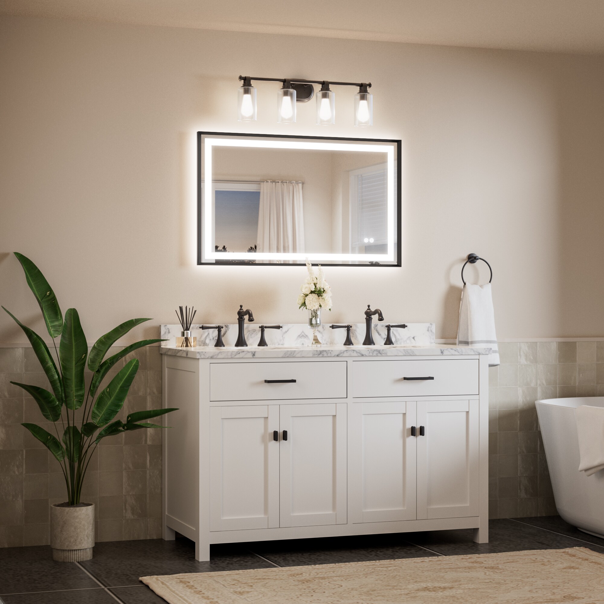 Keonjinn LW-BM66-10161-BK Framed-Bath-Mirrors - View #2