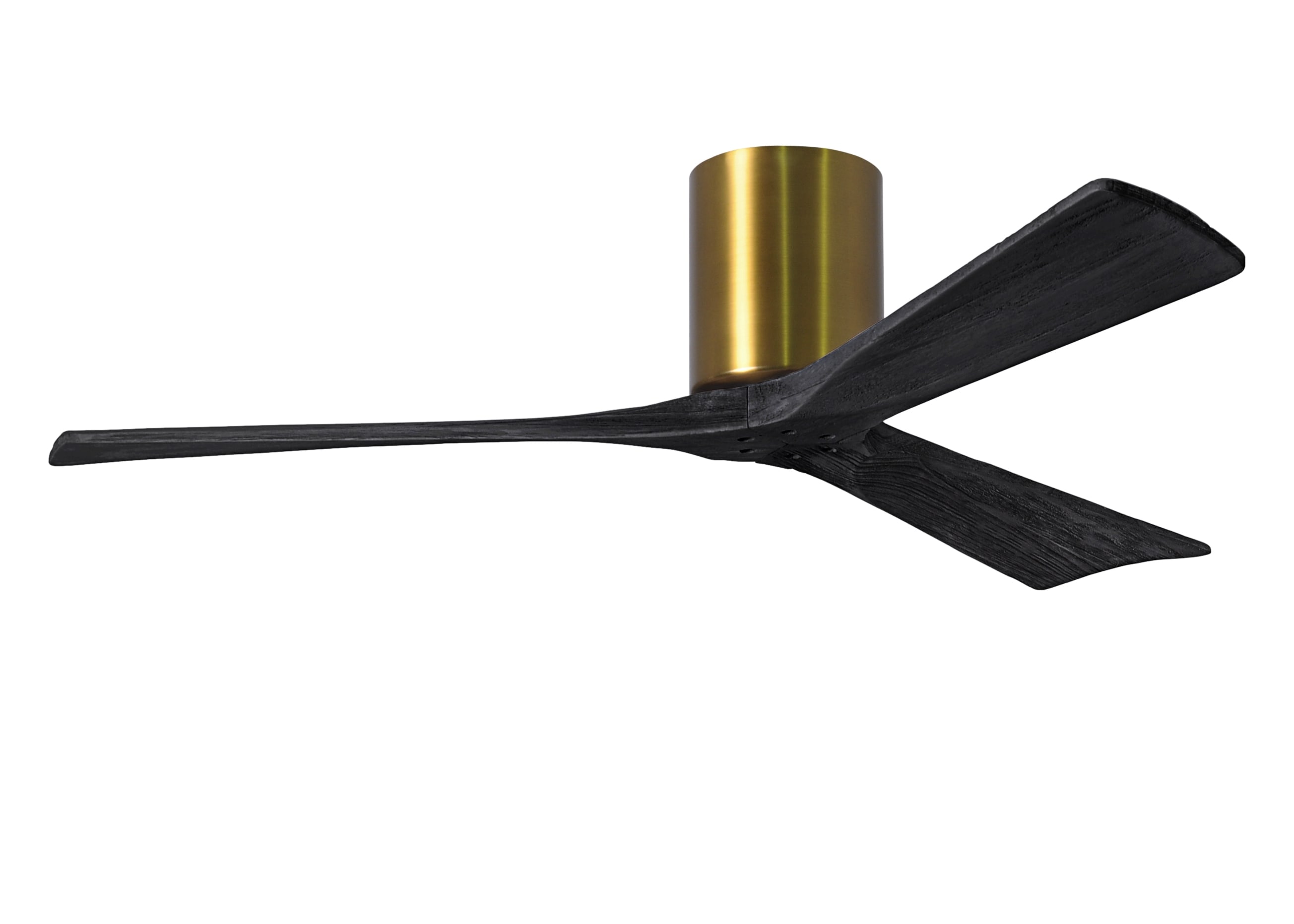 Matthews Fan Company IR3H-BRBR-BK-52 Irene-3H 52-in Outdoor Flush Mount Brushed Brass with Matte Black Blades Ceiling Fan Without Light - Remote Included ( 3 -Blade )