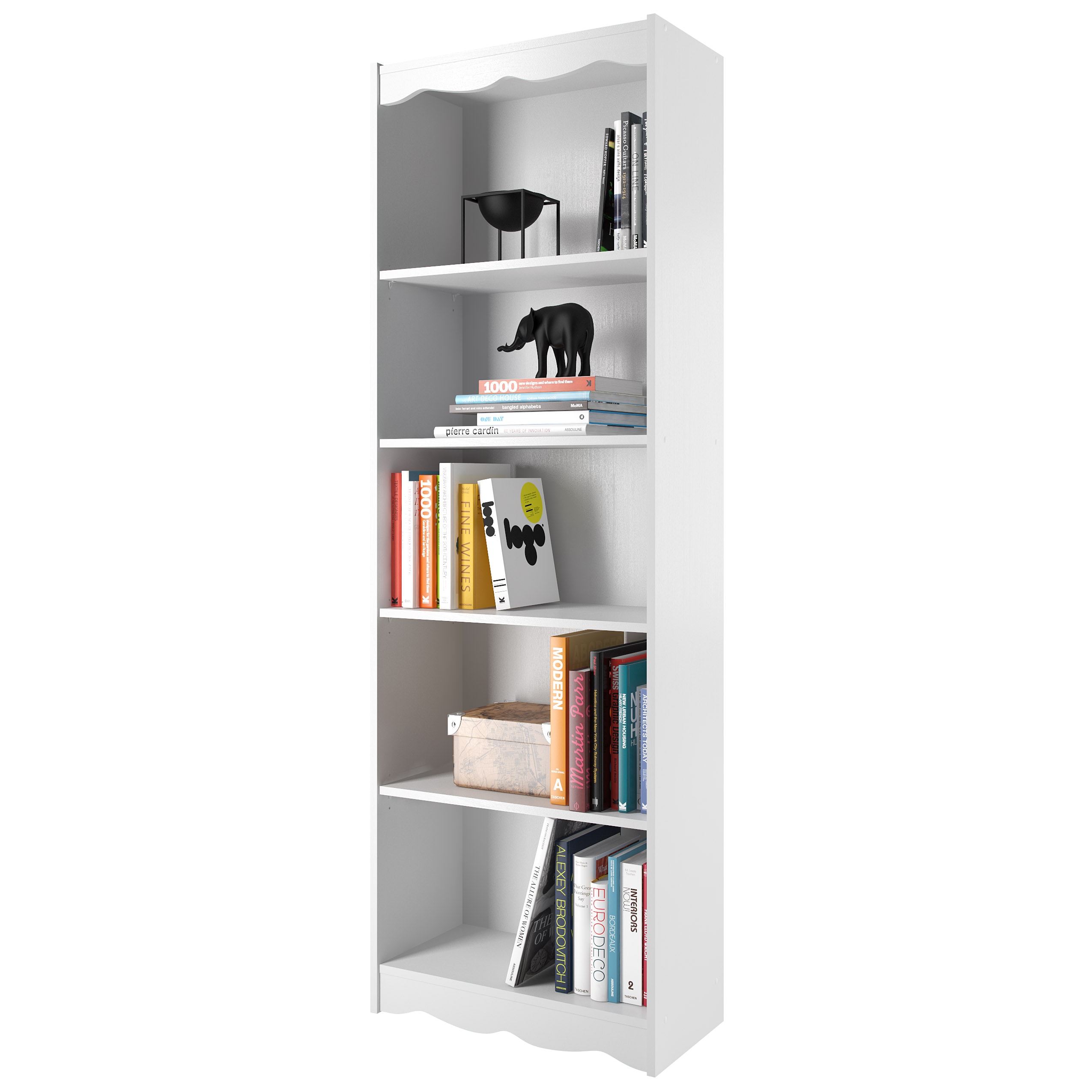 CorLiving Hawthorn Frost White 5-Shelf Bookcase (24-in W x 71-in H x 12 ...