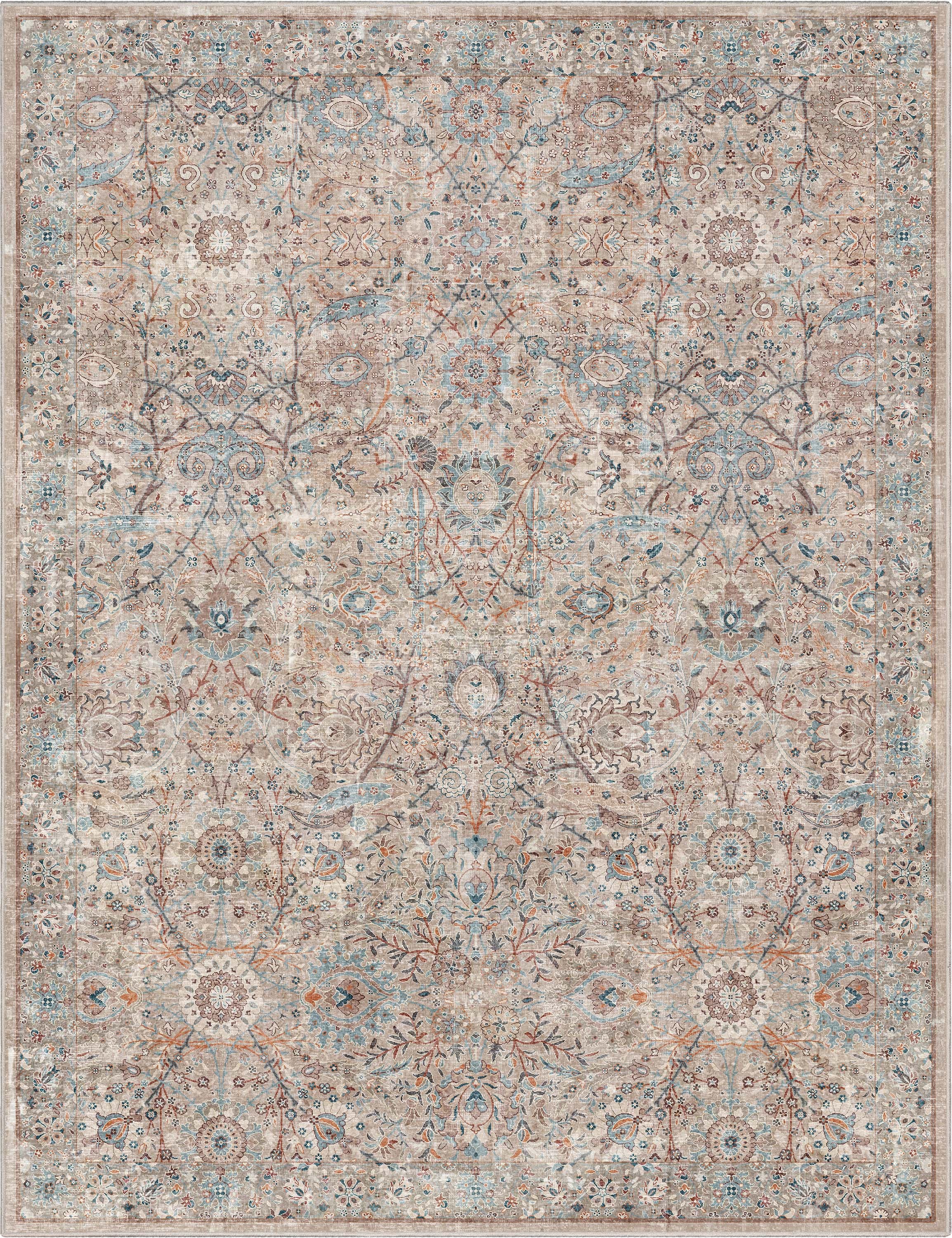 Asha Emilia Ivory Persian-Inspired 9'10" x 13' Flat Woven Chenille Rug