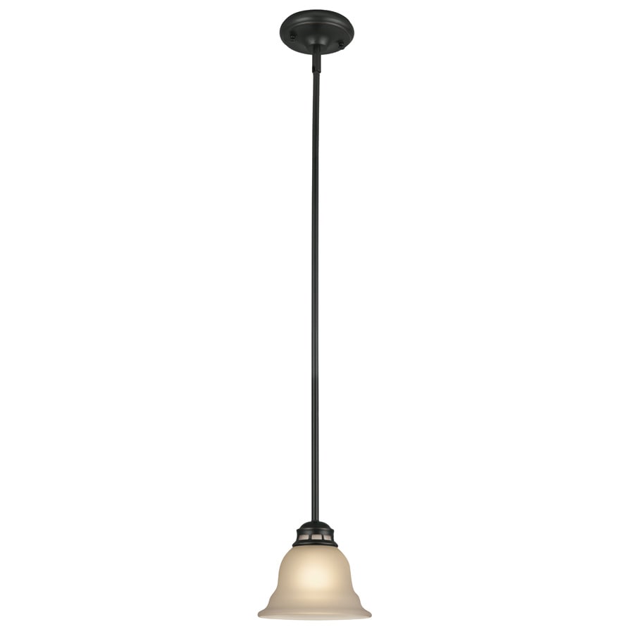 Project Source Fallsbrook Oil-Rubbed Bronze Traditional Etched Glass Bell  Mini Hanging Pendant Light