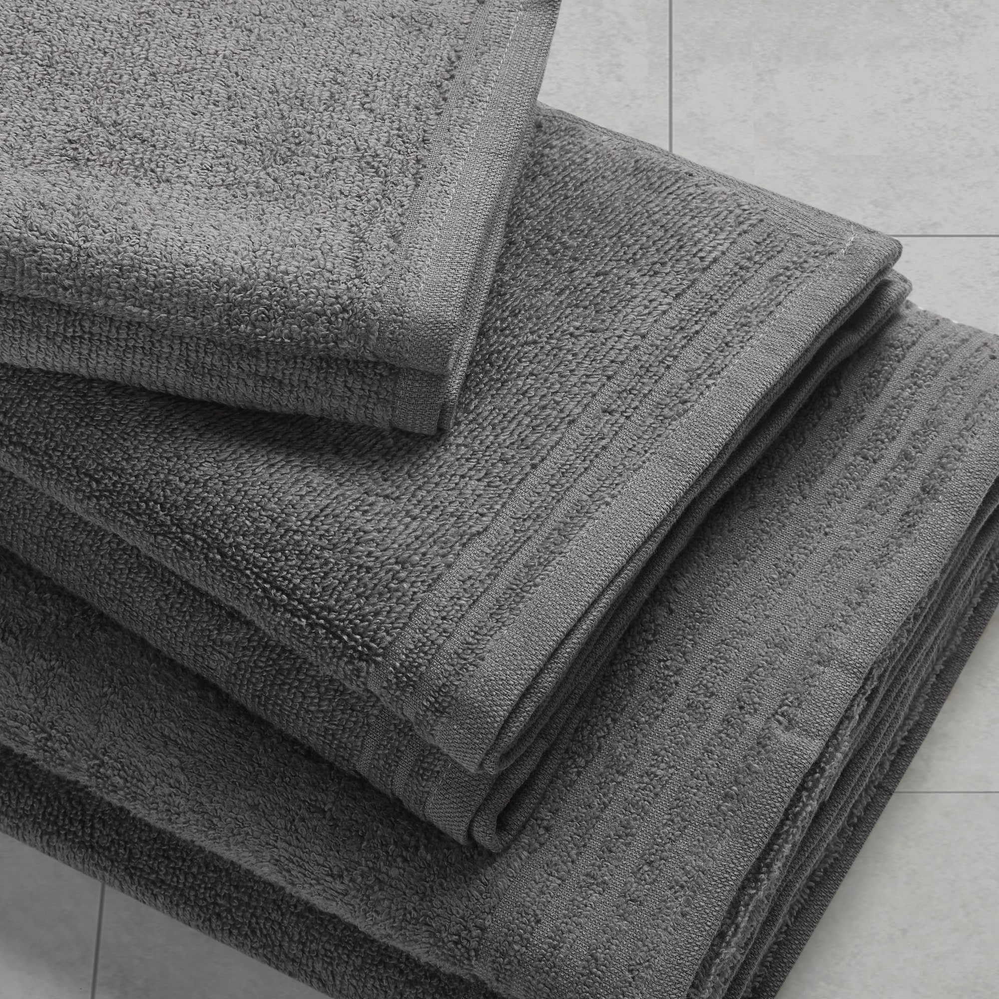 Gray Cotton Quick Dry 12-Piece Bath Towel Set