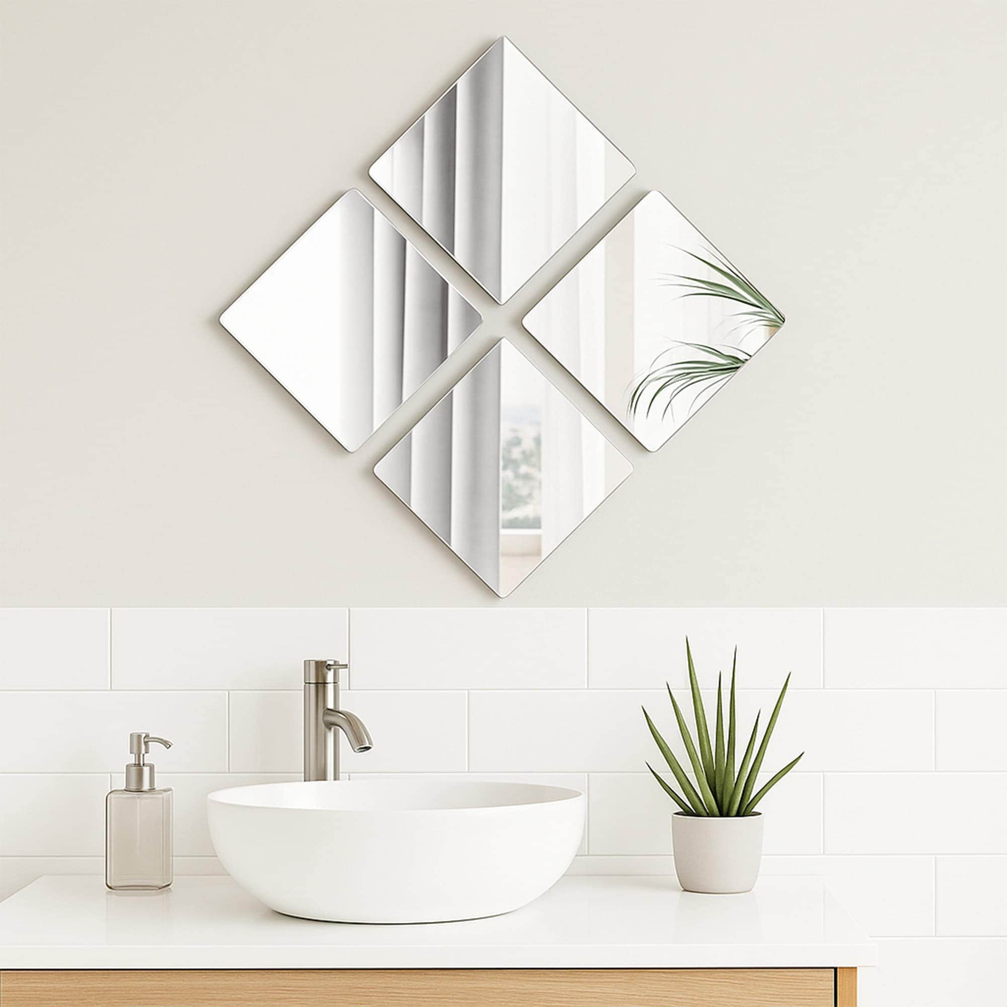 EVIDECO FRENCH HOME GOODS 7.12-in W x 7.12-in H Square Adhesive Mirror Tiles - Contemporary 4-Pack