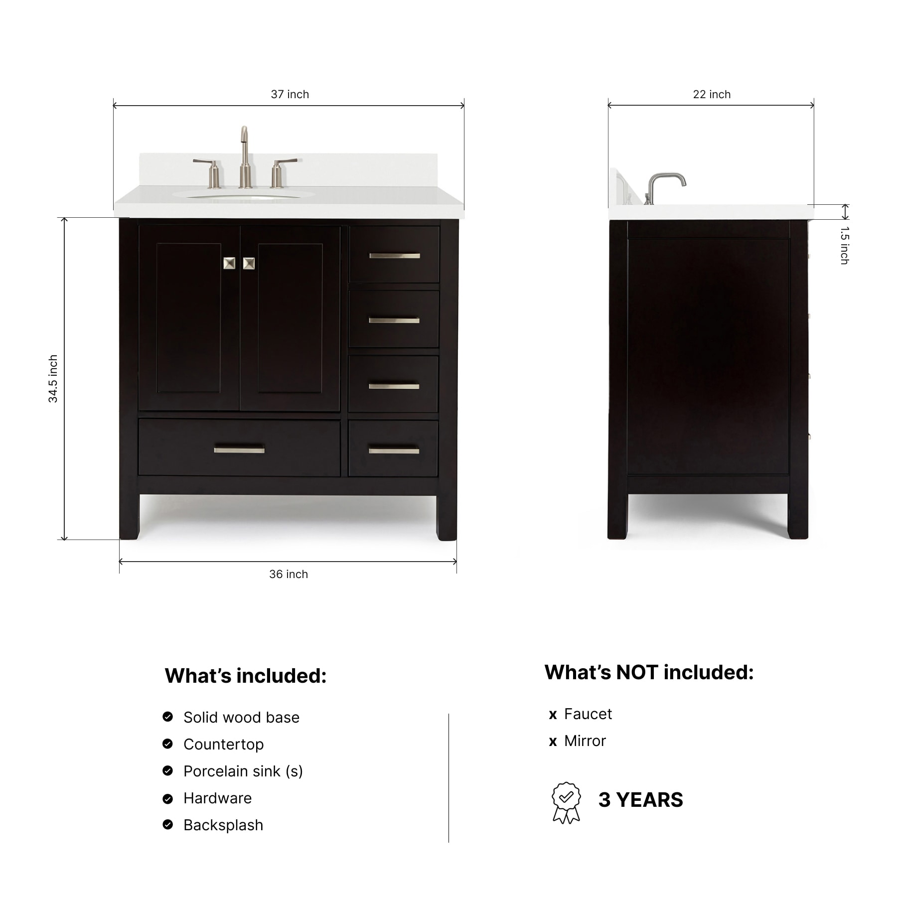 ARIEL A037SLWQOVOESP Bath-Vanity-Combo - View #3