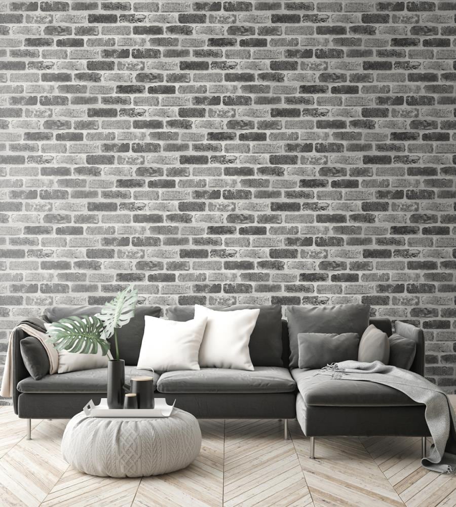 NextWall 30.75-sq ft Grey Vinyl Brick Self-adhesive Peel and Stick ...