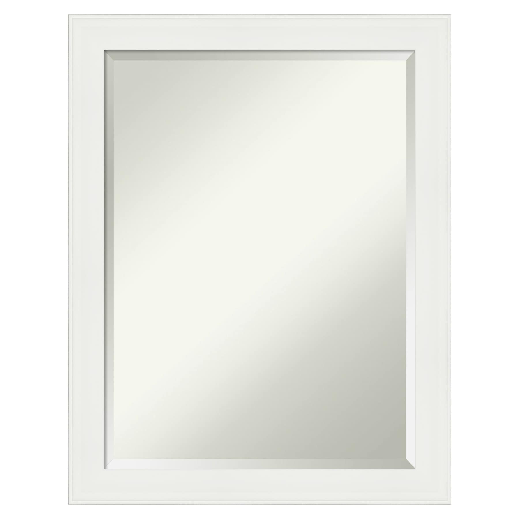 White Matte Rectangular Wall Mounted Bath Mirror
