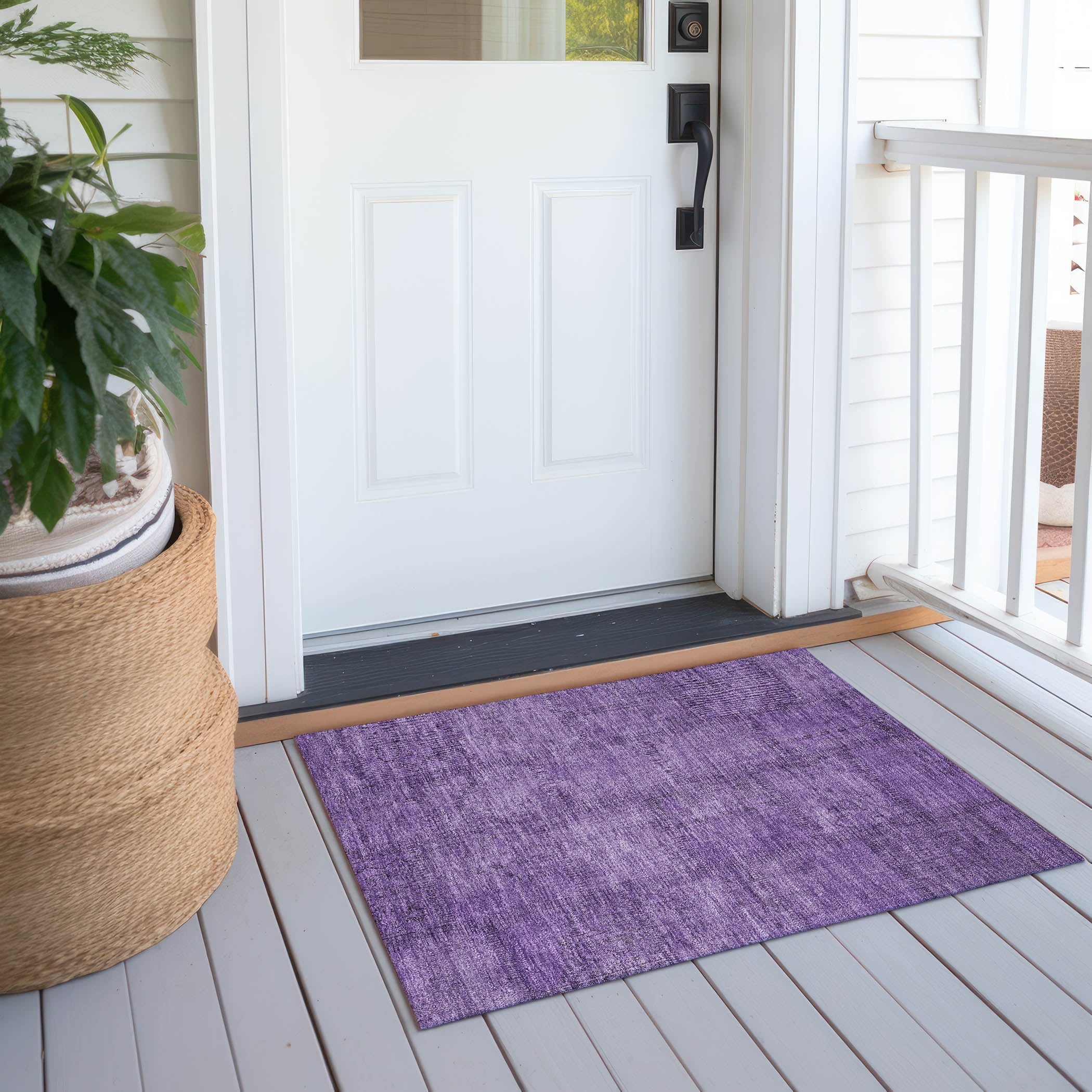 Purple Flat Woven Synthetic Indoor Outdoor Area Rug