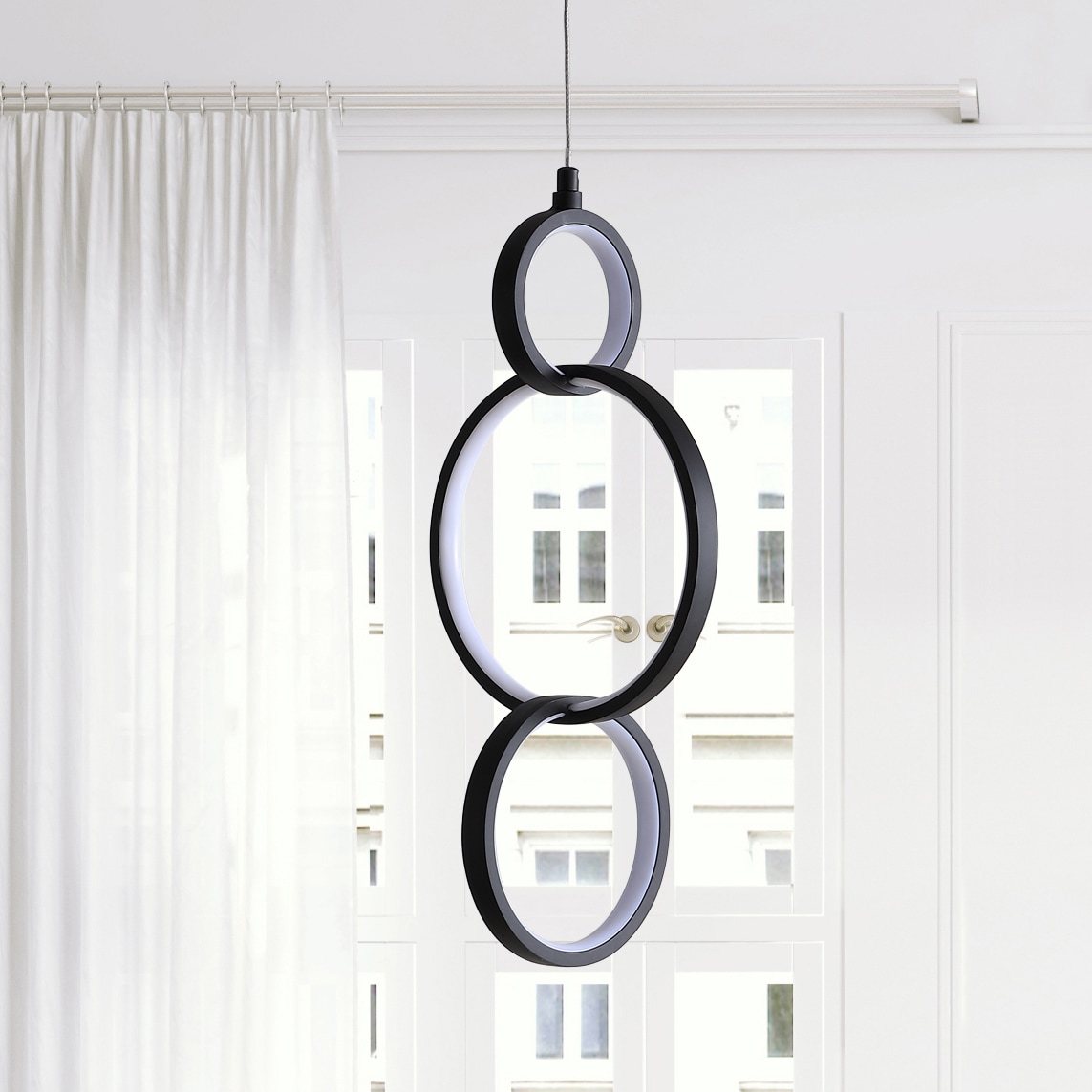 Loop 7.75" Black Adjustable LED Metal Geometric Pendant