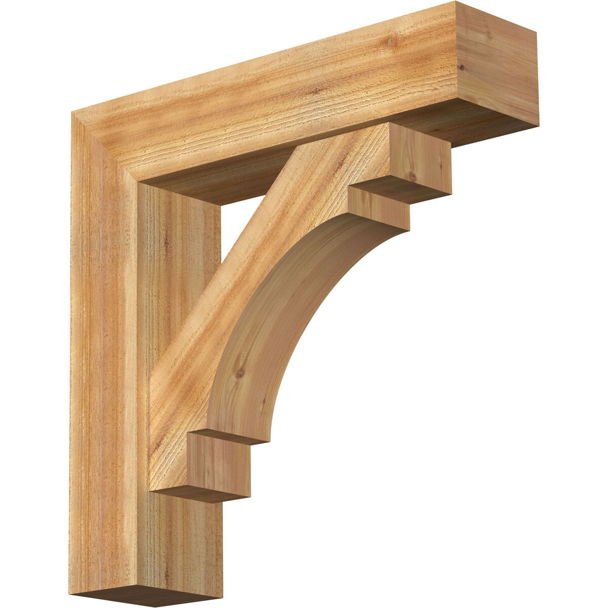 Ekena Millwork 1463089 Merced Block Rough Sawn Bracket with Offset Brace 8-in x 32-in x 32-in Western red cedar Brown Wood Standard bracket