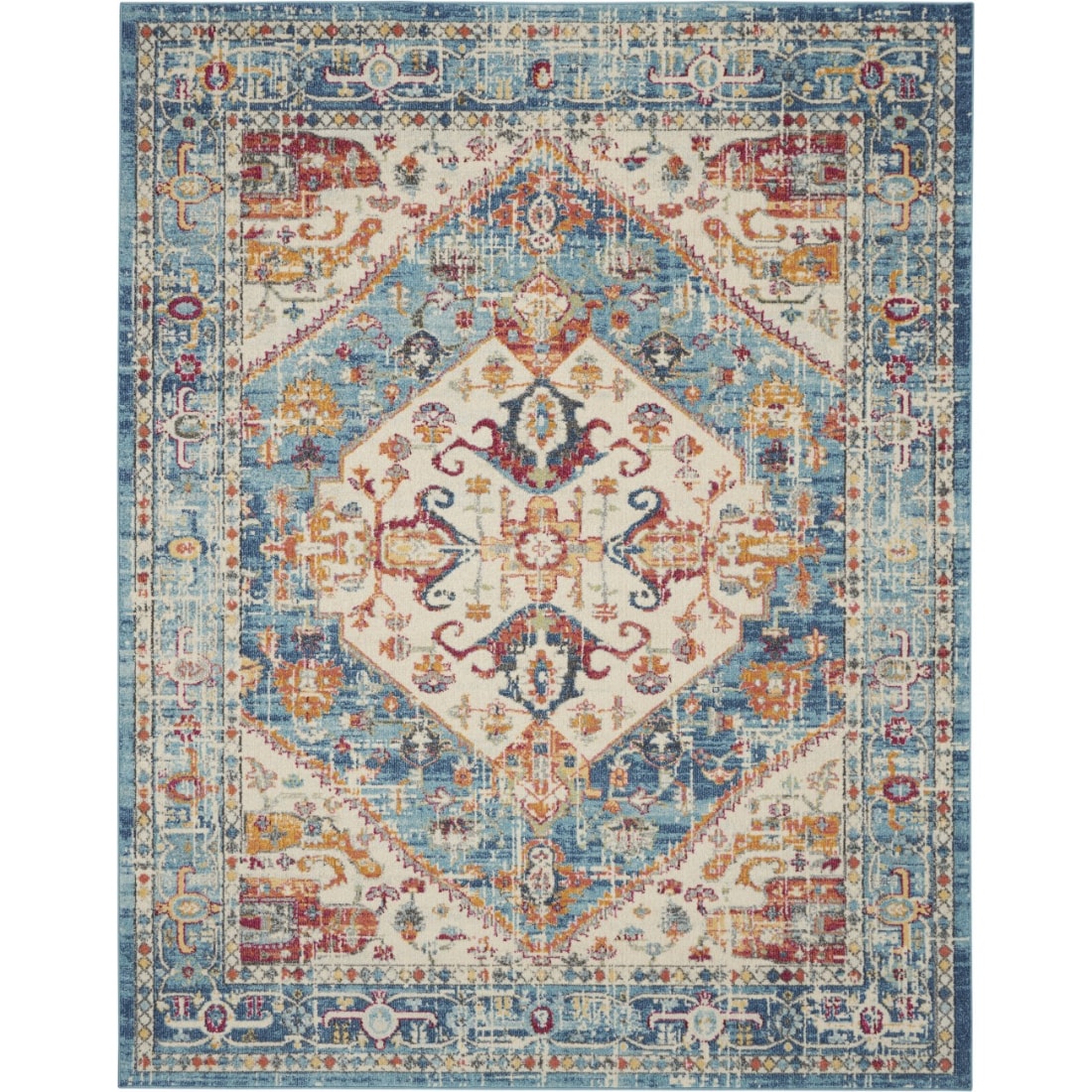 HomeRoots 4000385552 7 x 10 (ft) Polypropylene Ivory Light Blue Rectangular Indoor Area rug