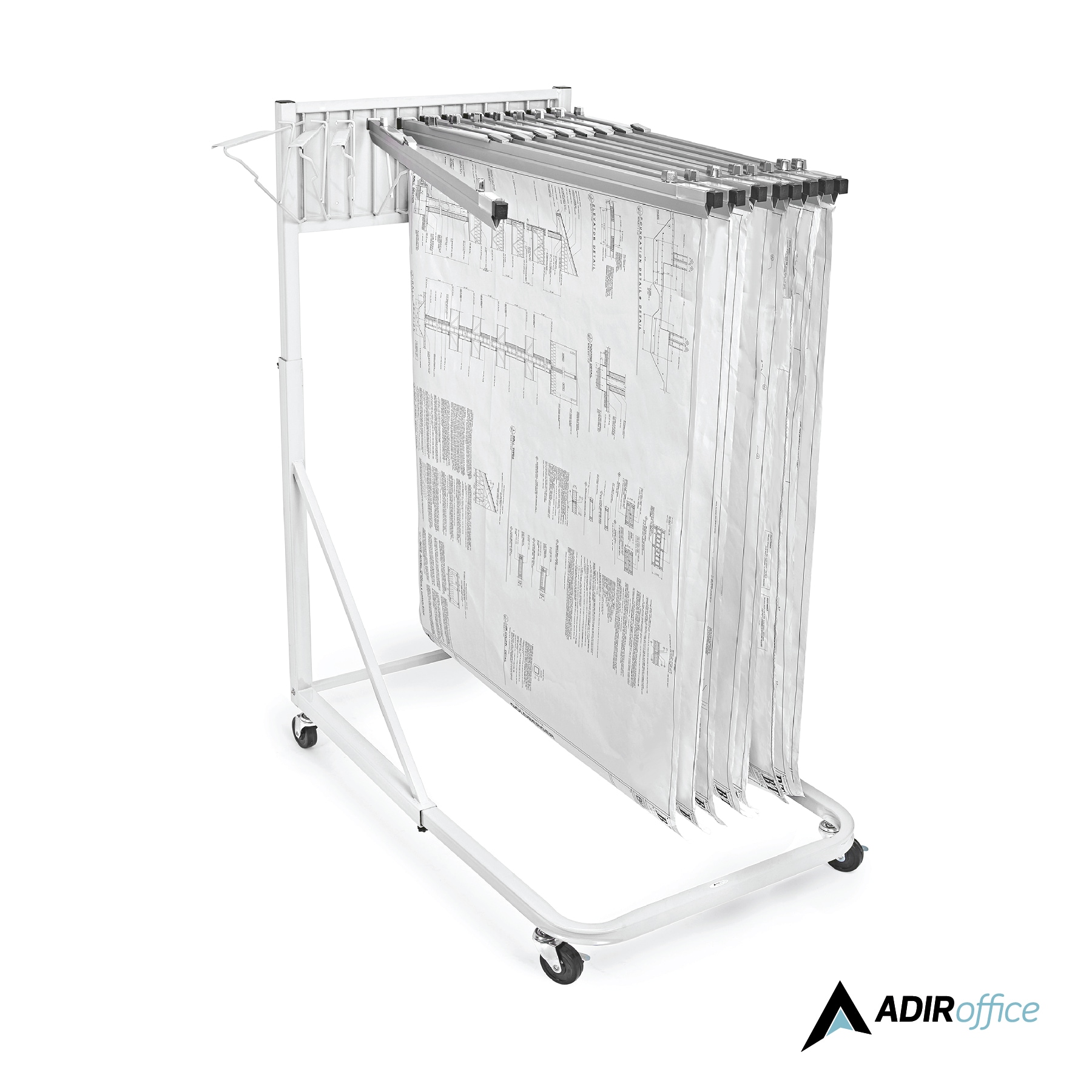 AdirOffice 613-WHI-KIT1 Blueprint Vertical File Steel Rolling Stand, White