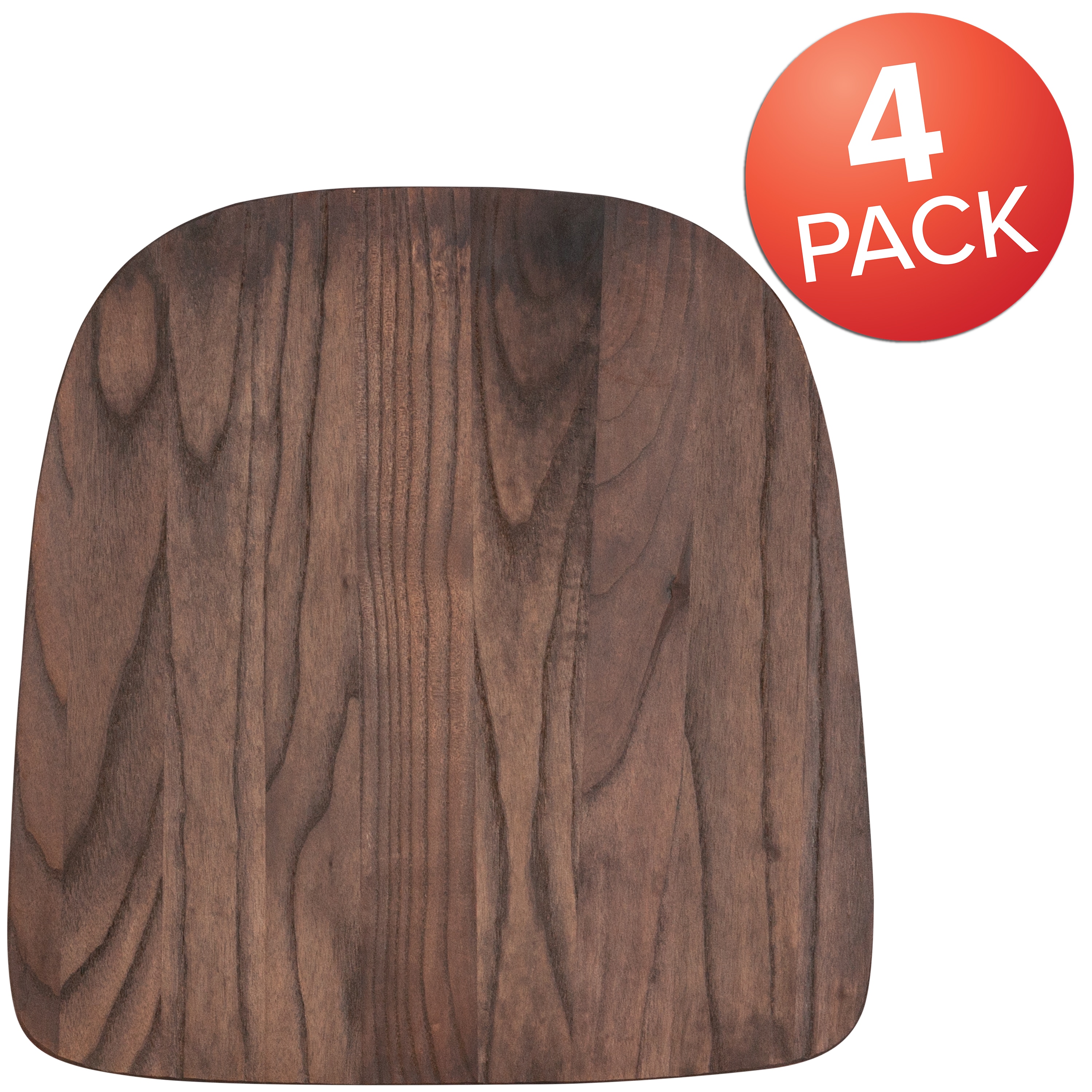 Luke 4 Pack Rustic Walnut Wood Seat for Colorful Metal Chairs