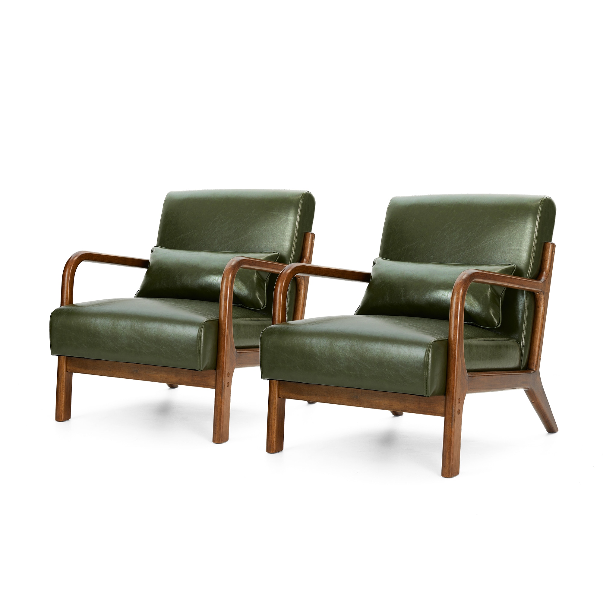 Glitzhome 2000700027 2 Casual Green Faux leather Accent Chair