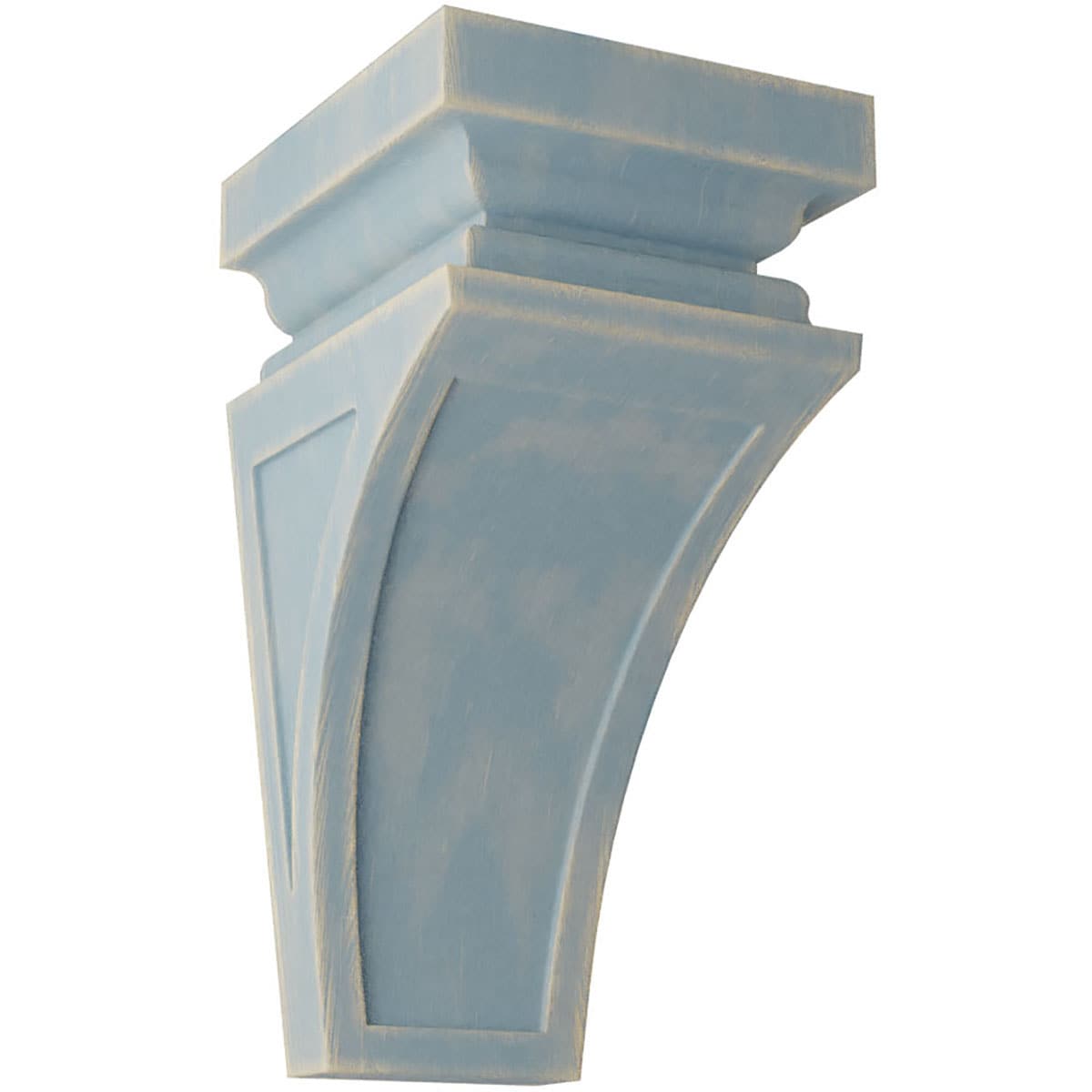 Ekena Millwork CORWD06X06X12NEBU 6-in x 6.75-in x 12-in Vintage Decor Finished Rubberwood Blue Wood Paintable/Stainable Corbel