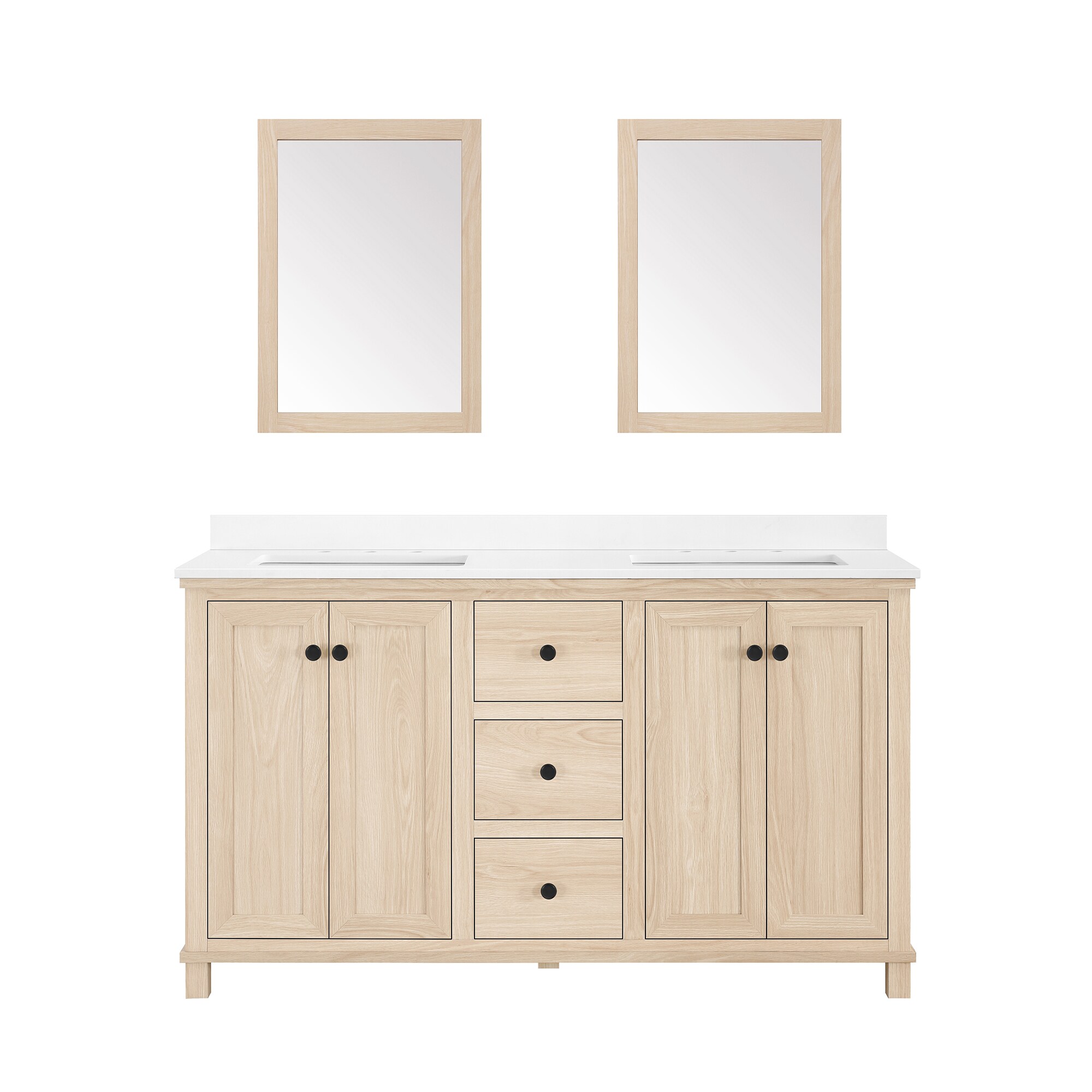 Style Selections Bradshaw 60in Light Birch Wood Undermount Double Sink