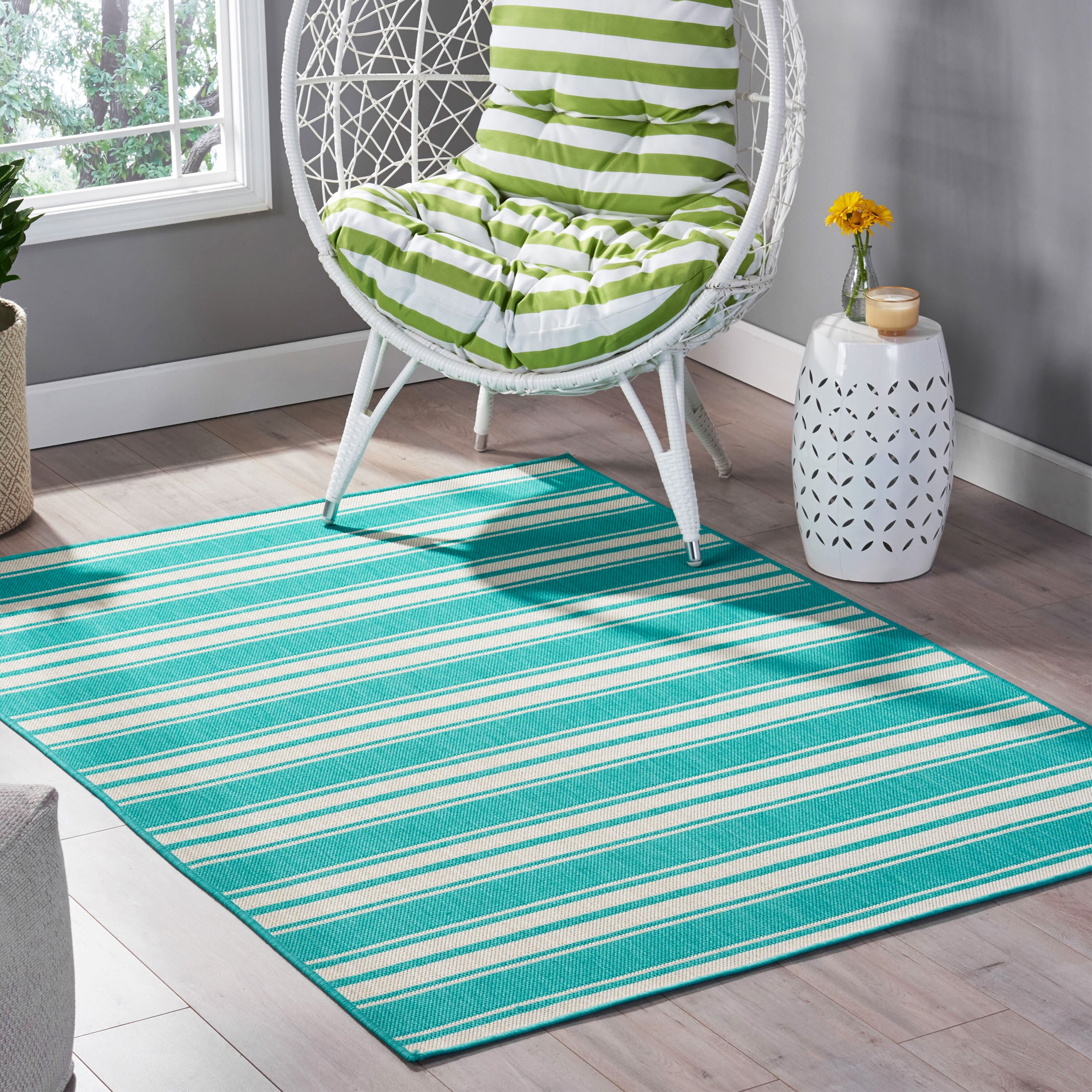 ToolCat NGG39-11-MT 5 x 7 (ft) Polyester Teal Rectangular Indoor/Outdoor Area rug