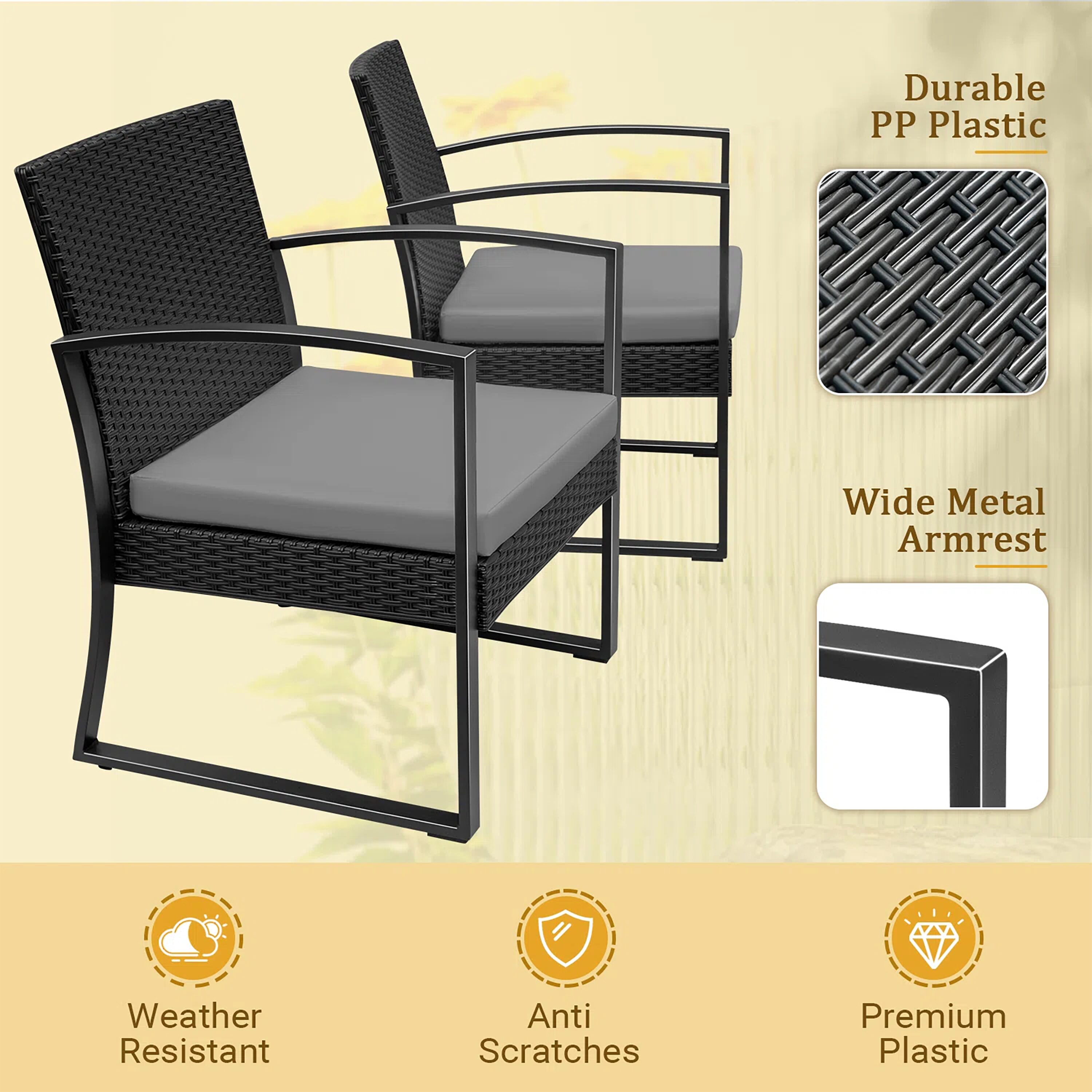 Vineego LS-PCS22-0027-0GY Patio-Conversation-Sets - View #2