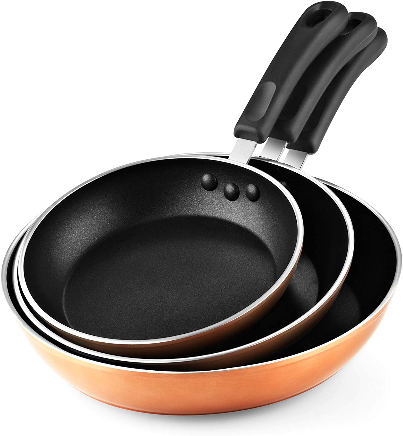 Cook N Home  3-Piece Nonstick Saute Omelet Fry Pan Set - Copper/Brown Skillet Set