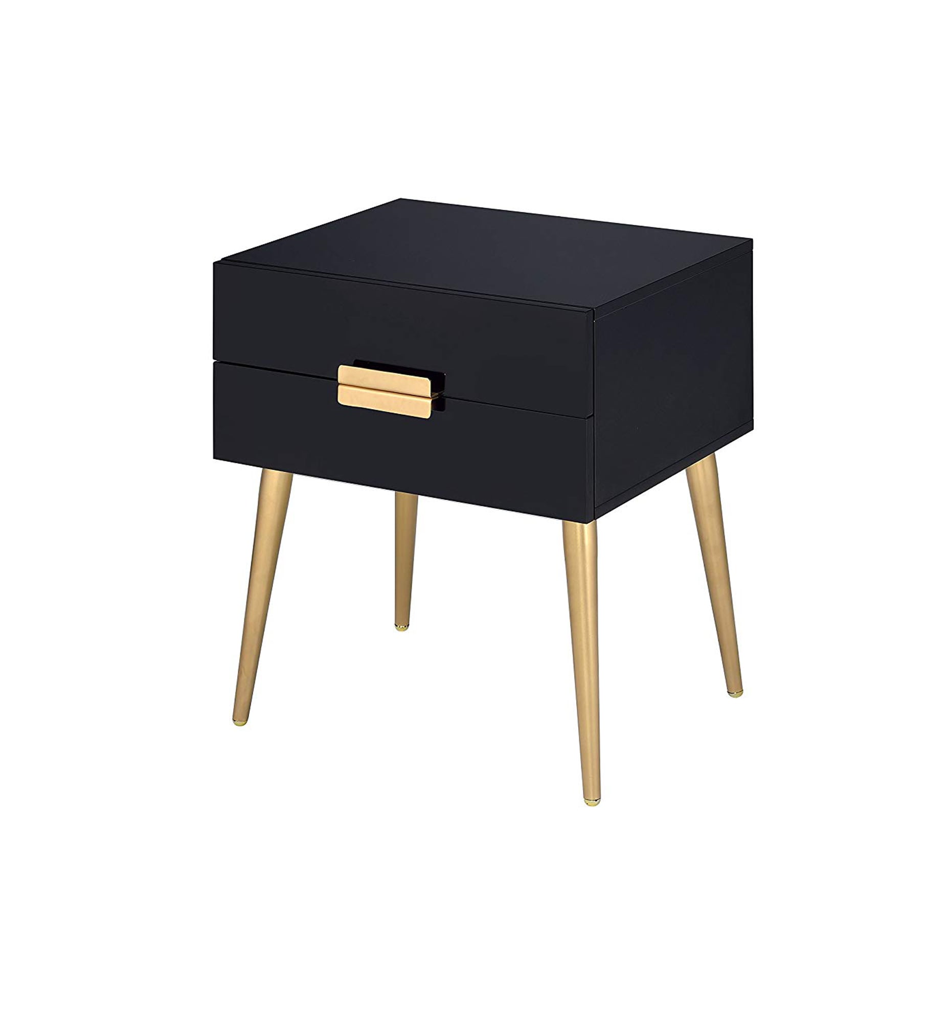 Benzara BM154619 16-in W x 24-in H Black and Gold Wood Modern End Table with Storage Assembly Required