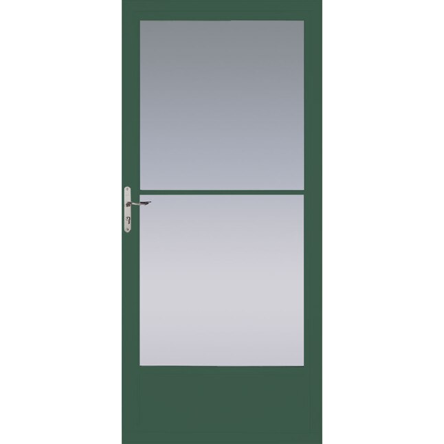 Pella 32-in x 81-in Putty Mid-View Aluminum Storm Door Pella 32-in x 81-in Putty Mid-View Aluminum Storm Door