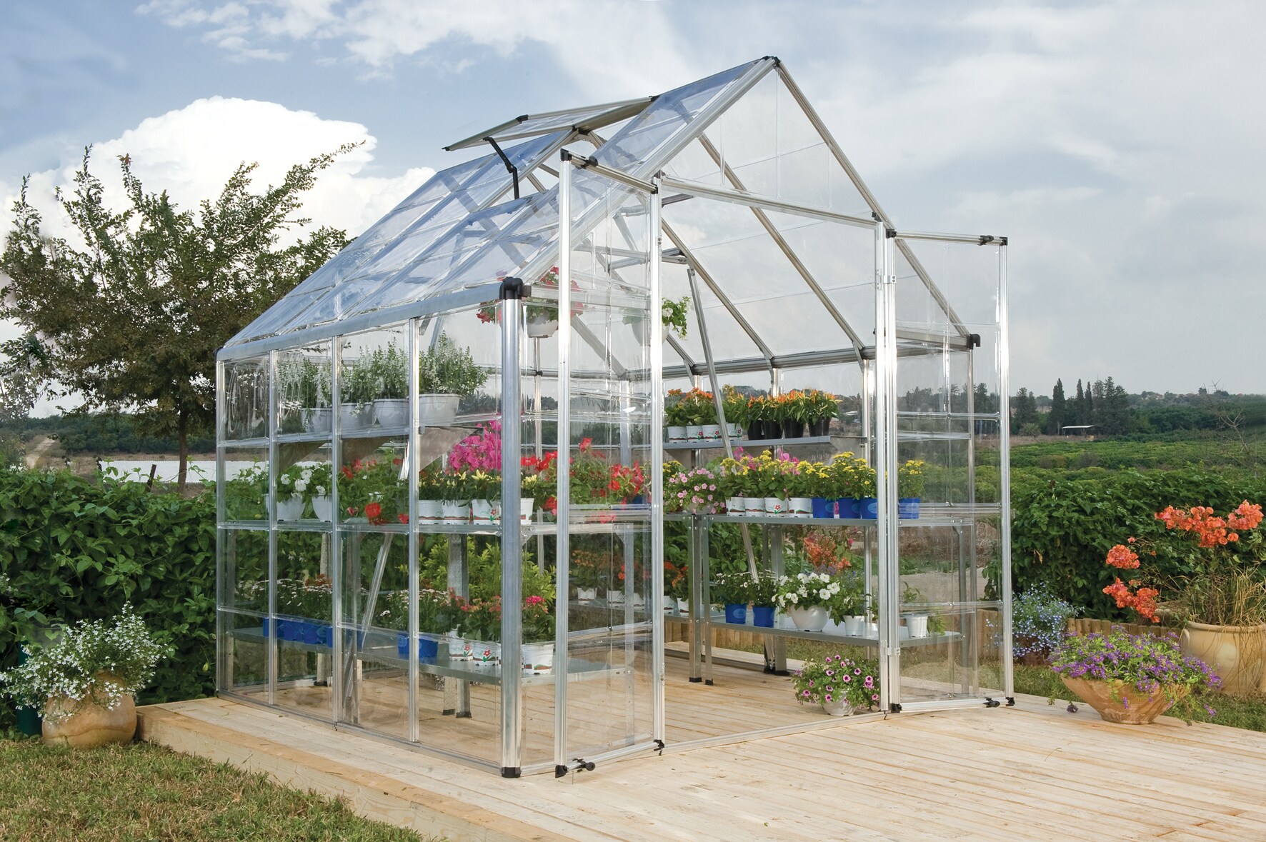 Snap & Grow 8' x 8' Clear Polycarbonate Aluminum Greenhouse