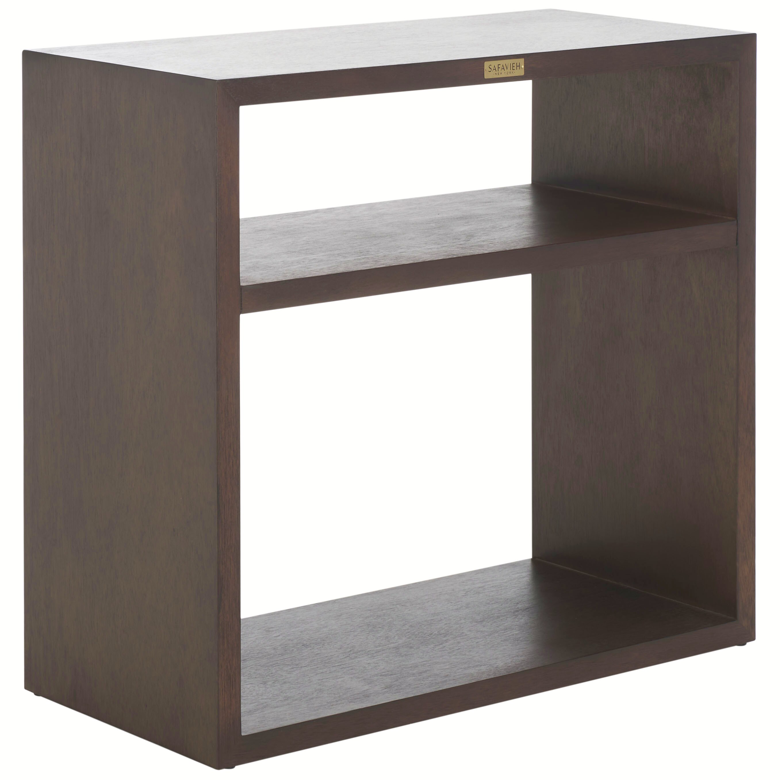 Munson Dark Oak Wood Console Table with Shelves