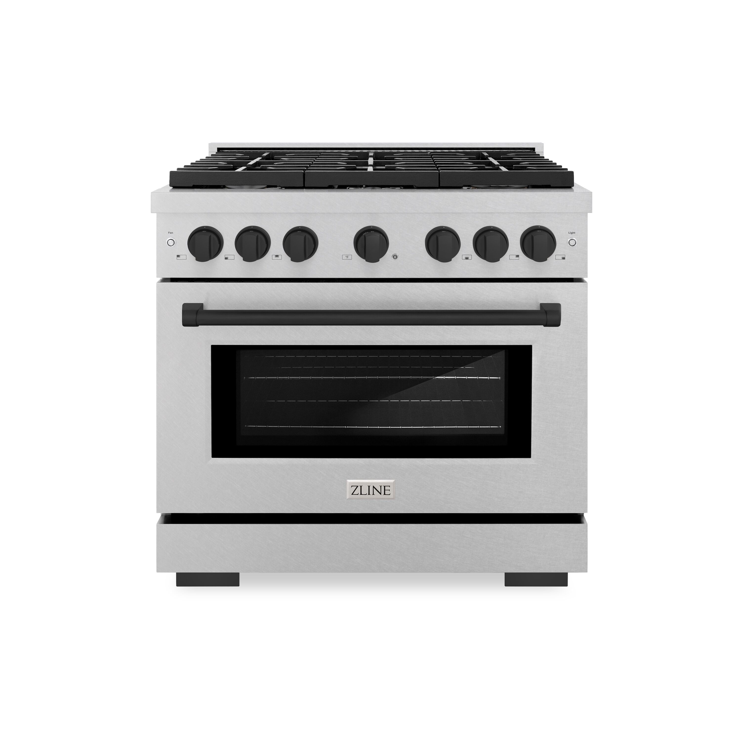 ZLINE KITCHEN & BATH SDRSZ-36-MB Paramount 36-in Standard 6 burners Convection Oven Freestanding Dual Fuel Range ( Stainless Steel, Matte Black Accents )