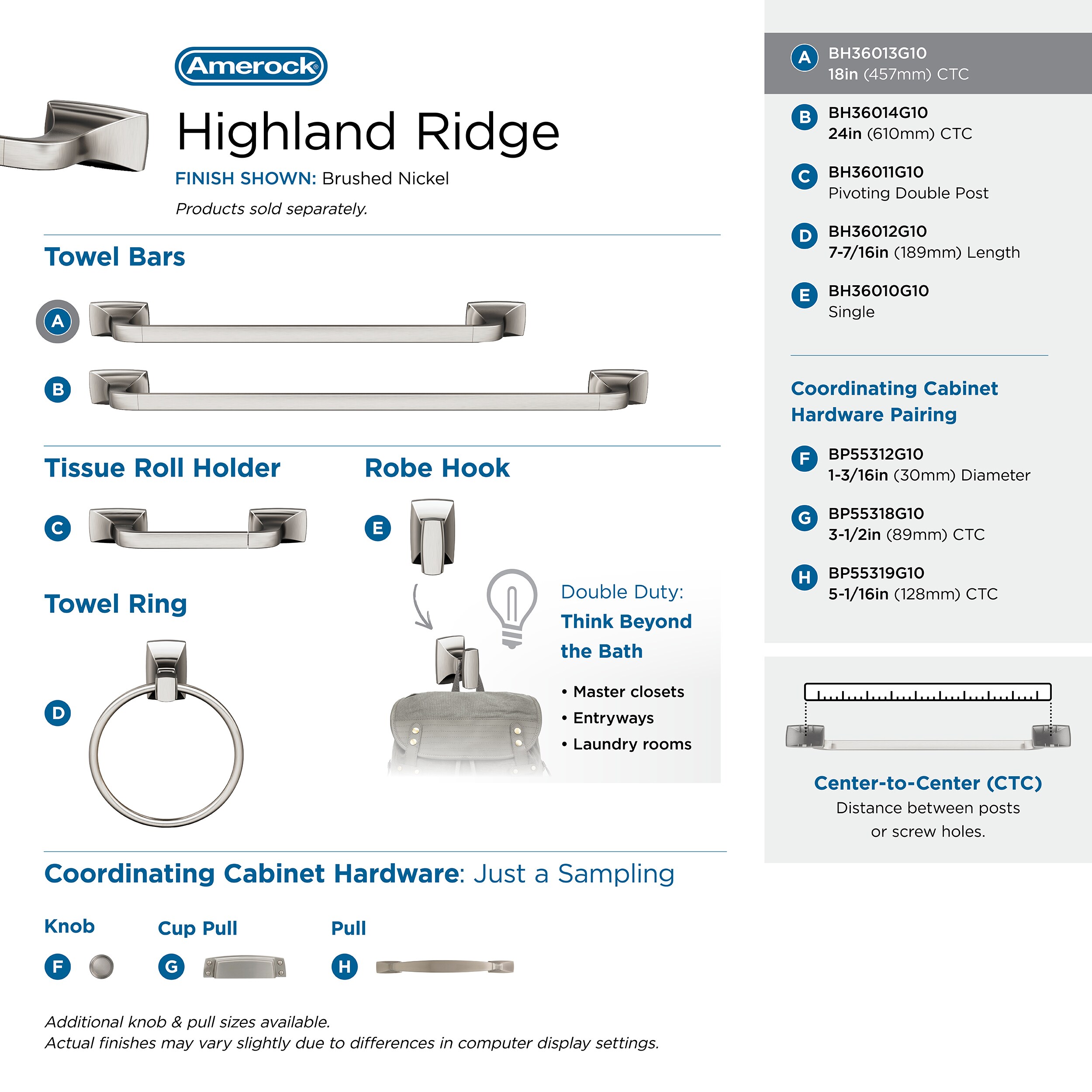 Highland Ridge 18-Inch Brushed Nickel Towel Bar