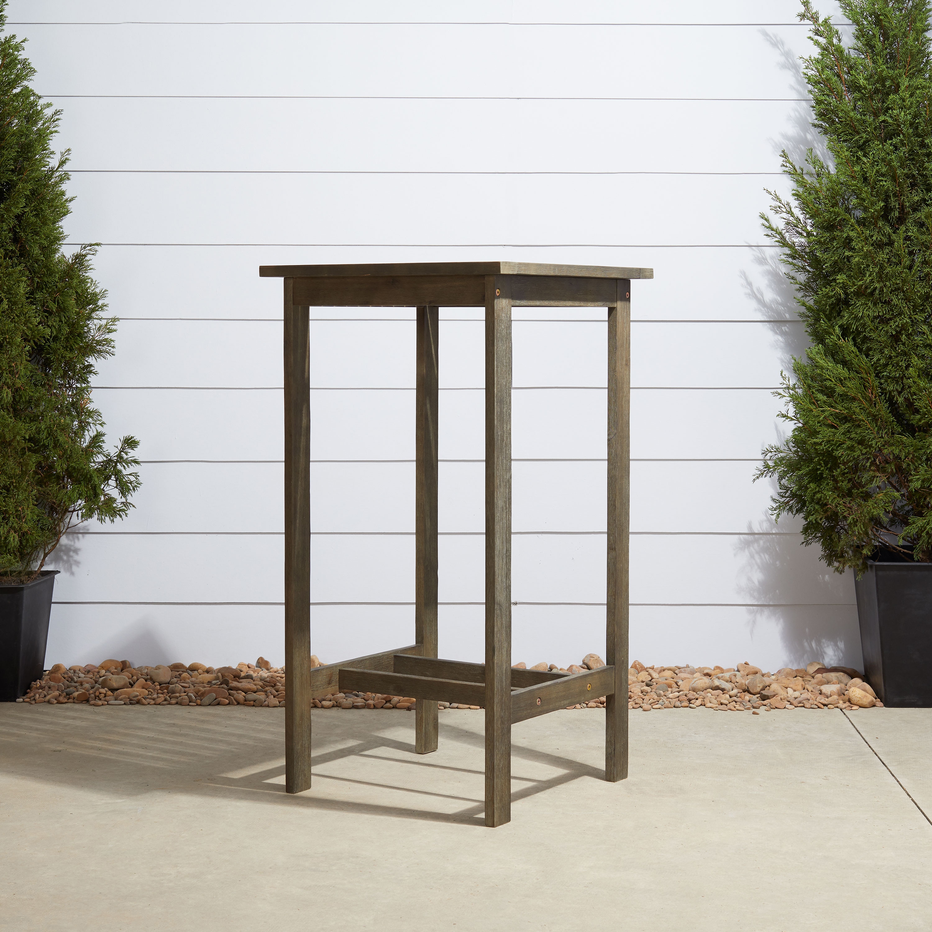 Mondawe MO-FTAT2001DGY1 Patio Acacia Hardwood Bar Table Square Outdoor Bar height Table 24-in W x 24-in L