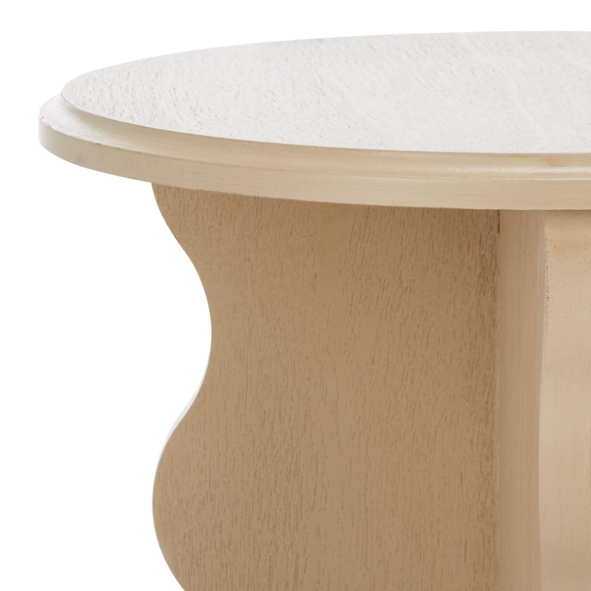 Natural Wood Round Wavy Accent Table, 15" x 22"