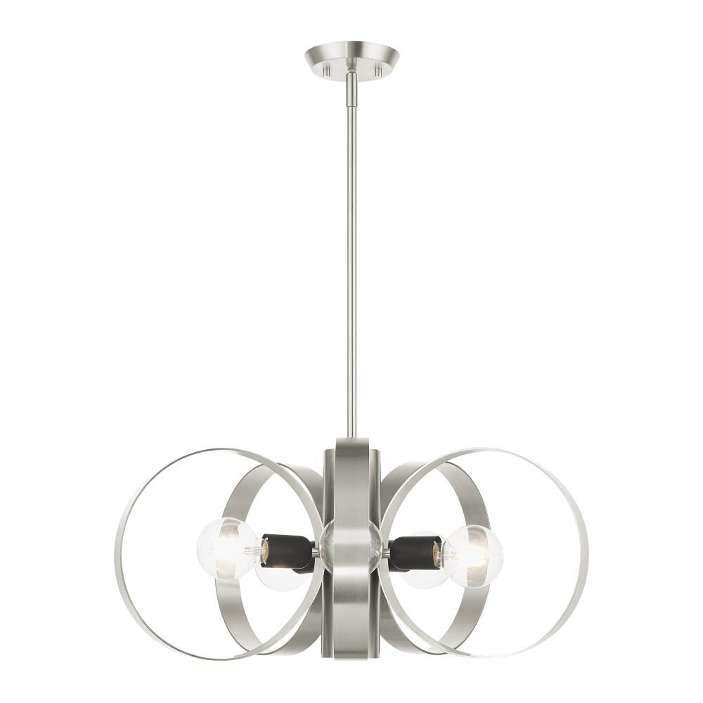 Livex Lighting 46425-91 Modesto 6 -Light Brushed Nickel Industrial For Use in Bathrooms, Bedrooms, Dining Rooms, Foyers, Kitchens, Living Rooms Chandelier