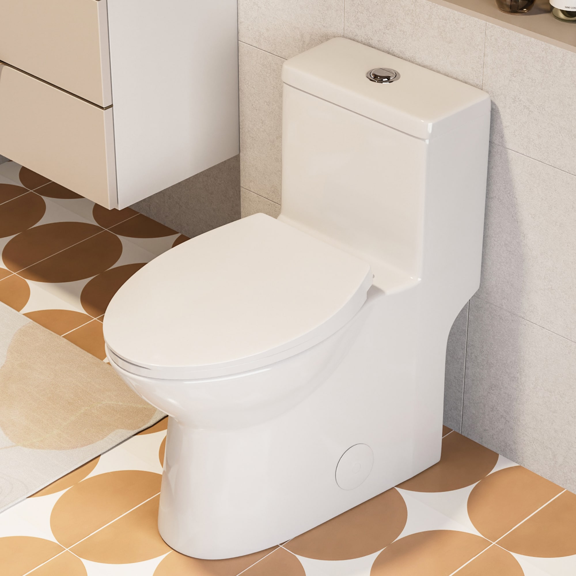 DeerValley DV-1F52508 Symmetry White Dual Flush Elongated Standard height Soft Close 1-piece Toilet 12-in Rough-In 1.6 GPF