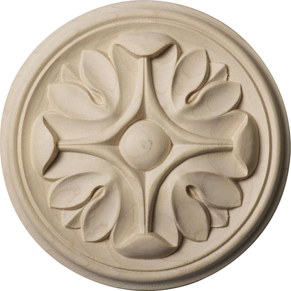 Ekena Millwork ROS04X04RARW Raymond 4.25-Inches x 4.25-Inches Round Unfinished Rubberwood Wood Rosette