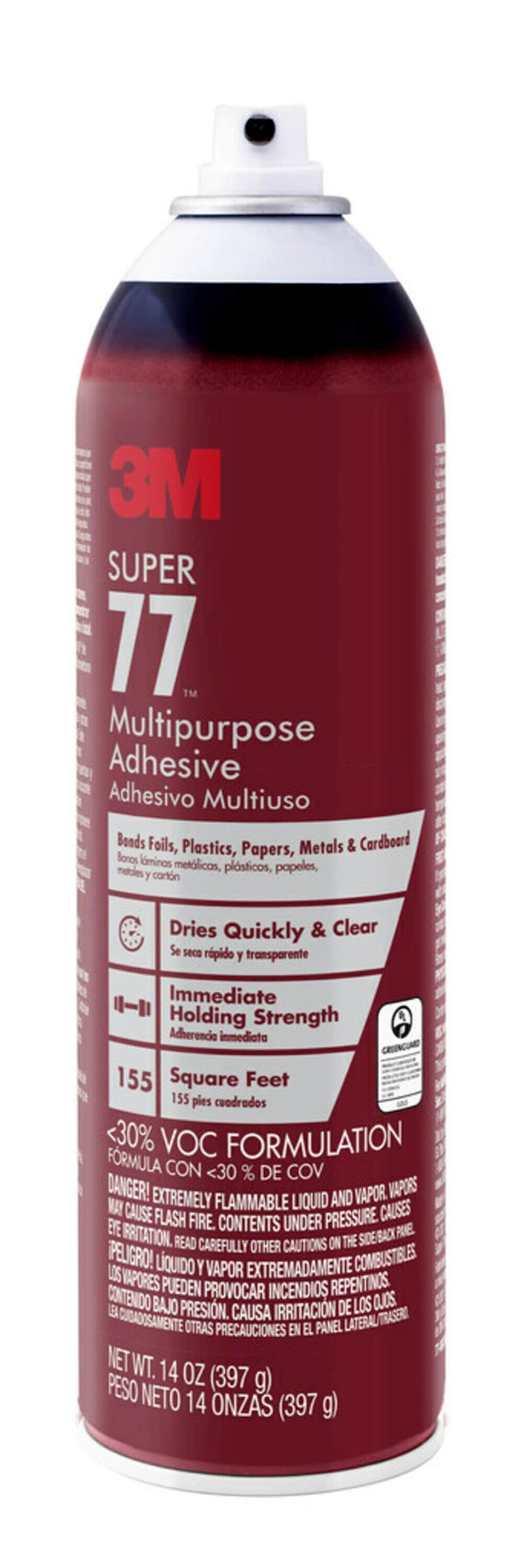 3M 21210, Super 77 Multipurpose Spray Adhesive, 24 fl oz Can (Net Wt 16.75  oz), 7000000931, 12/Case » Alloy Coating Supply®