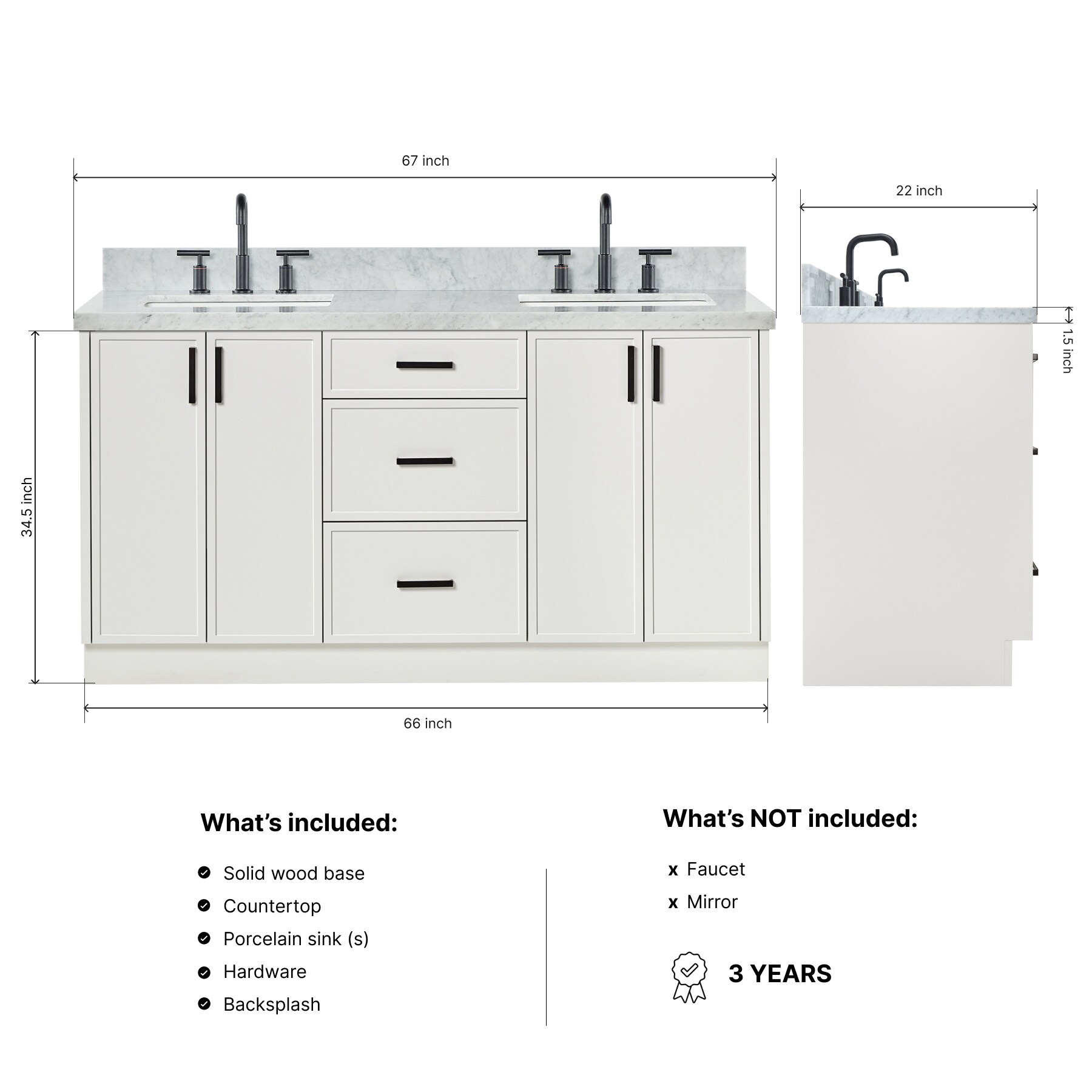 ARIEL K67DWQRVOGRY Bath-Vanity-Combo - View #4
