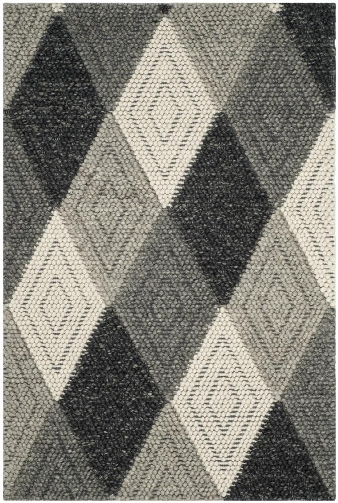 Safavieh NAT623D-4 Natura Vante 4 x 6 (ft) Wool Anthracite Rectangular Indoor Geometric Coastal Area rug